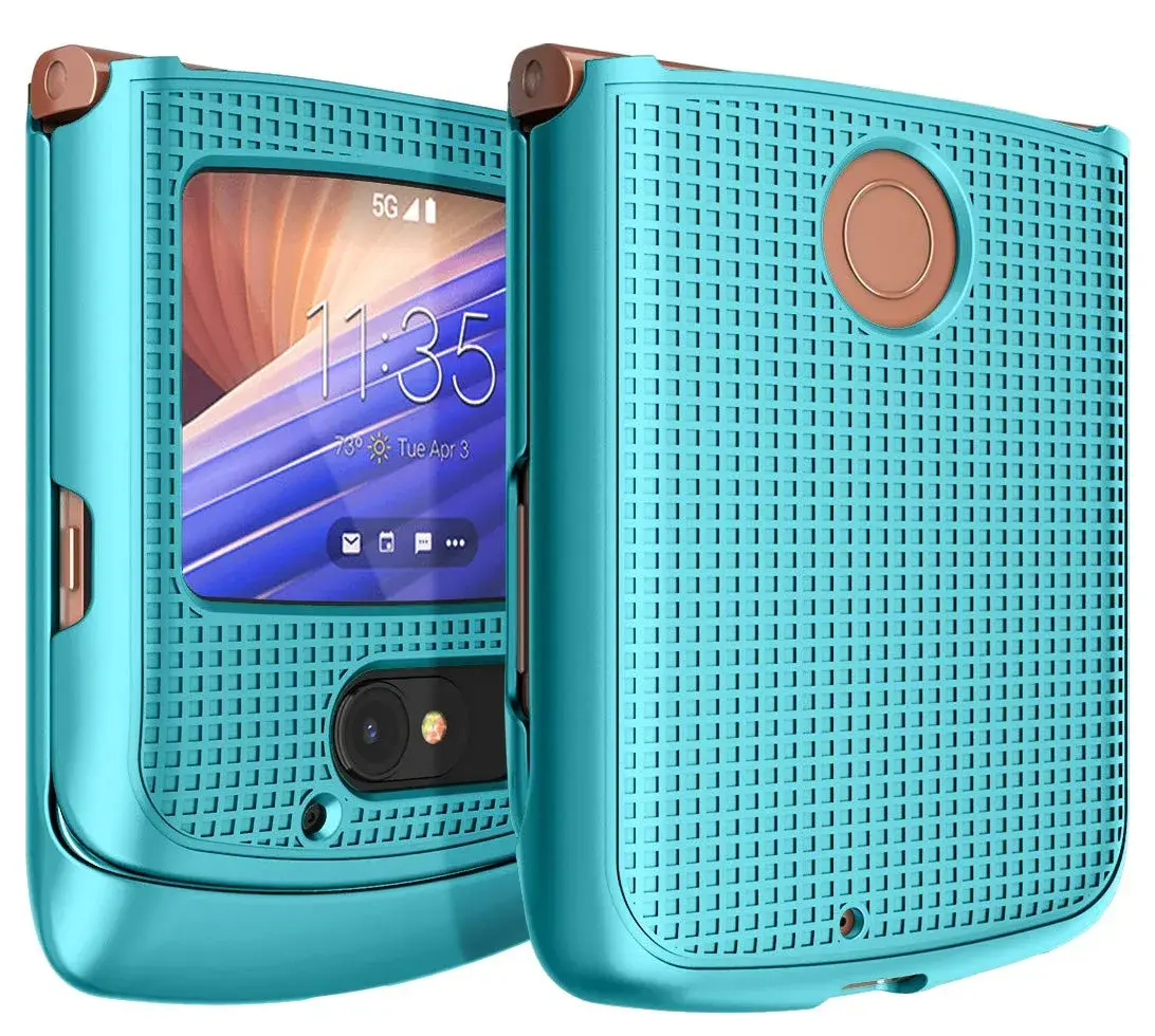 Nakedcellphone Grid Series Flip Phone Case for Motorola RAZR 5G (2020) - Teal Mint - main product image