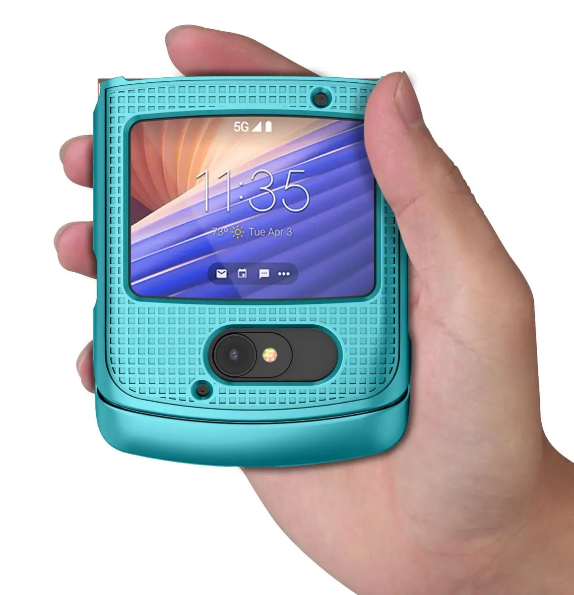 Nakedcellphone Grid Series Flip Phone Case for Motorola RAZR 5G (2020) - Teal Mint - view 5