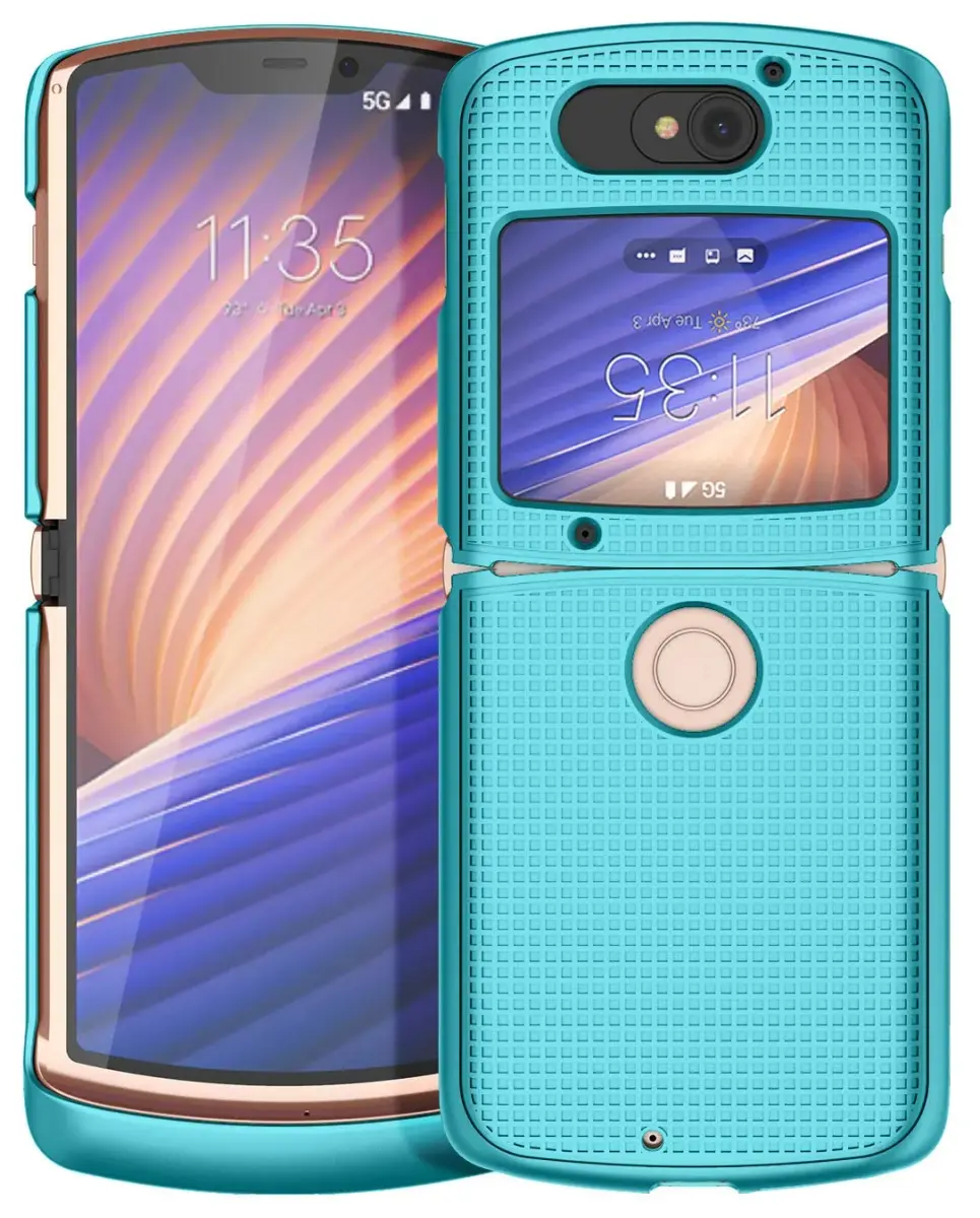 Nakedcellphone Grid Series Flip Phone Case for Motorola RAZR 5G (2020) - Teal Mint - view 2