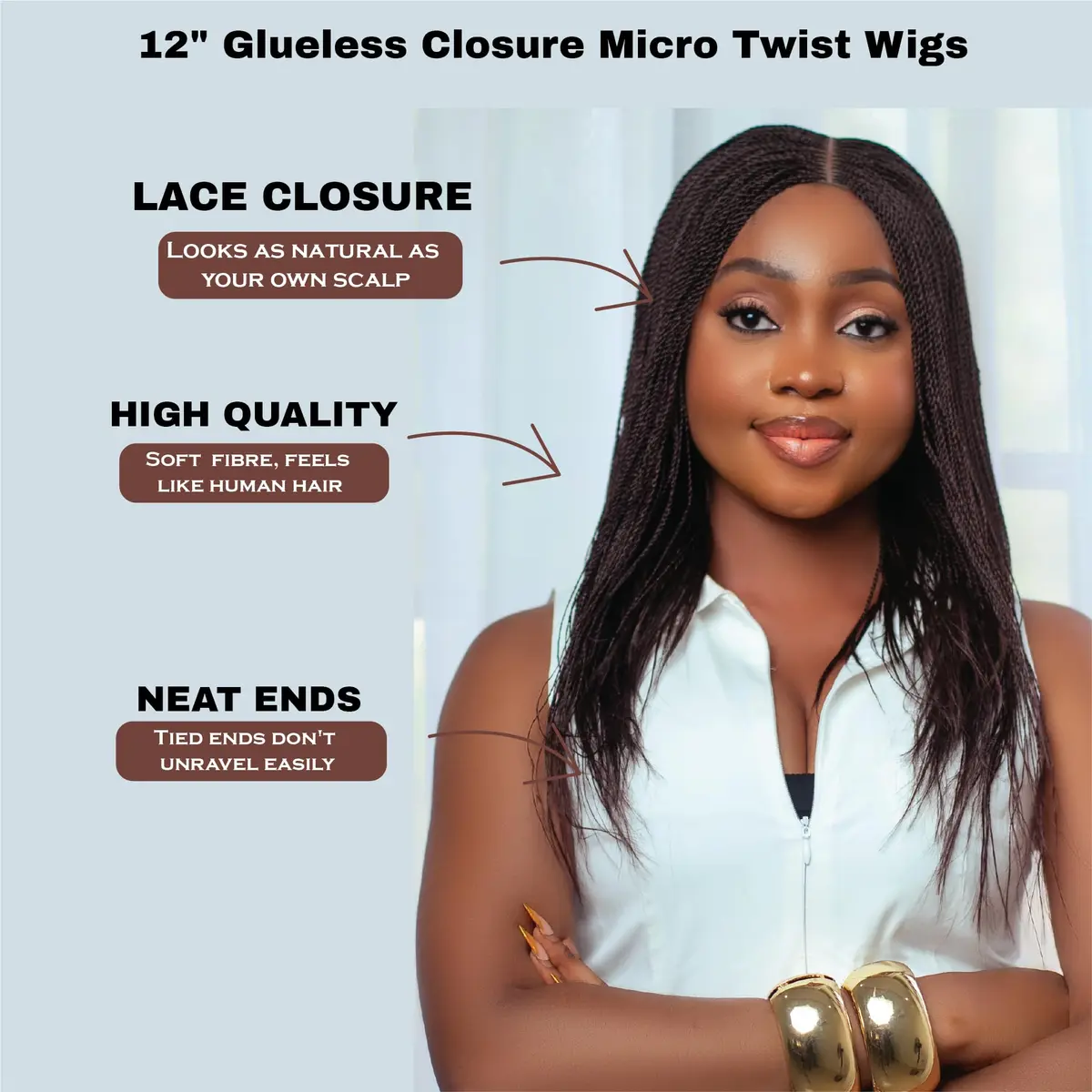 Wow Braids Twisted Wigs 12 Inch Micro Twist Synthetic Wig for Black Women - view 2