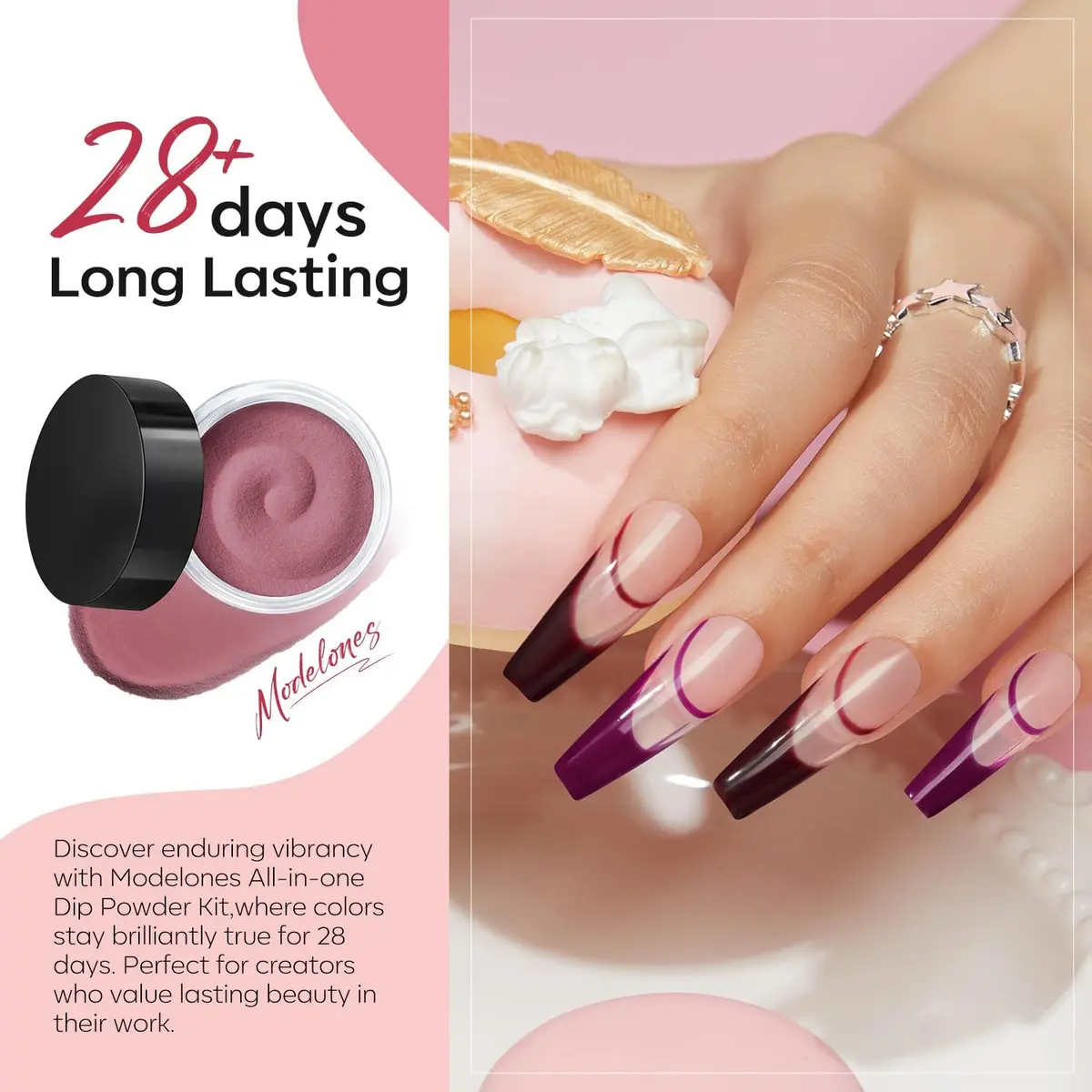 modelones Dip Powder Nail Starter Kit 40 Pcs 20 Colors | Natural Finish, No Lamp Needed, Easy DIY - view 5