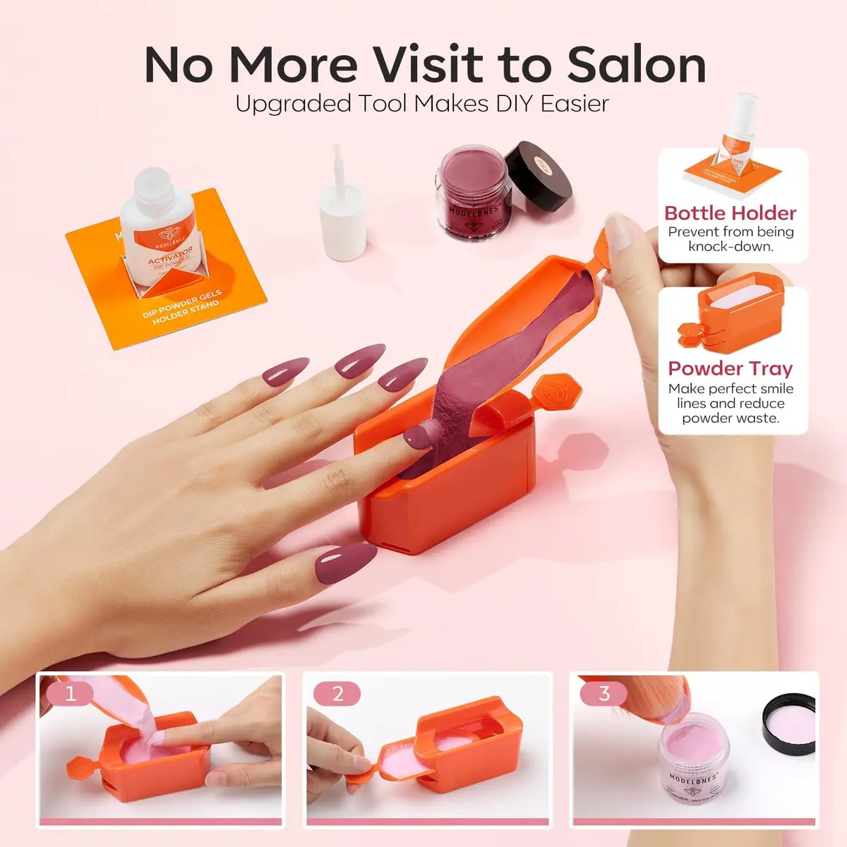 modelones Dip Powder Nail Starter Kit 40 Pcs 20 Colors | Natural Finish, No Lamp Needed, Easy DIY - view 8