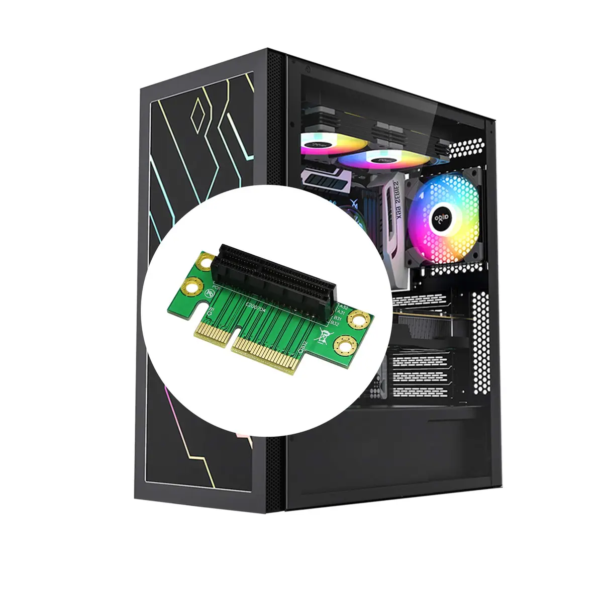 SinLoon PCI-Express 4X Riser Card 90-Degree Adapter for 1U Small Computer & Server Case | High-Frequency, Space-Saving - view 5