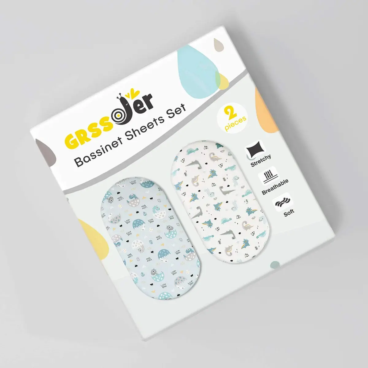 GRSSDER Fitted Bassinet Sheet Set 2 Pack | Ultra Soft Jersey Knit for Baby Cradle & Moses Basket - view 2