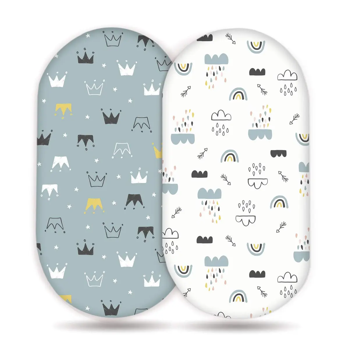 GRSSDER Fitted Bassinet Sheet Set 2 Pack | Ultra Soft Jersey Knit for Rectangle, Oval, Hourglass Bassinet Mattress - main product image