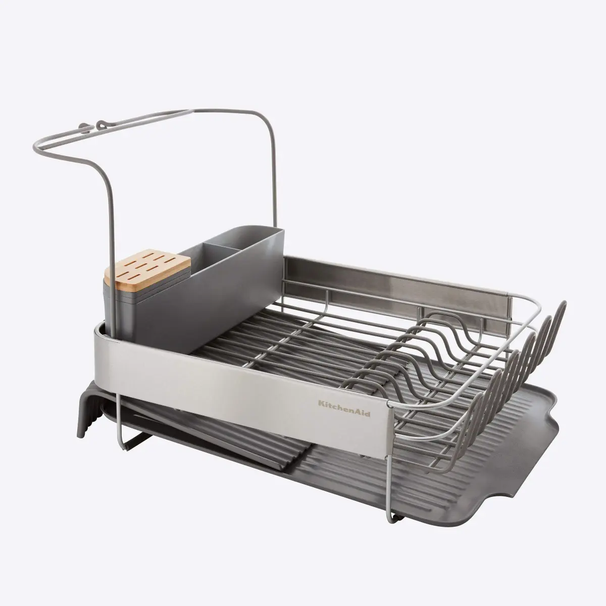 KitchenAid Charcoal Compact to Full Size Expandable Dish Rack with Removable Caddy - view 2