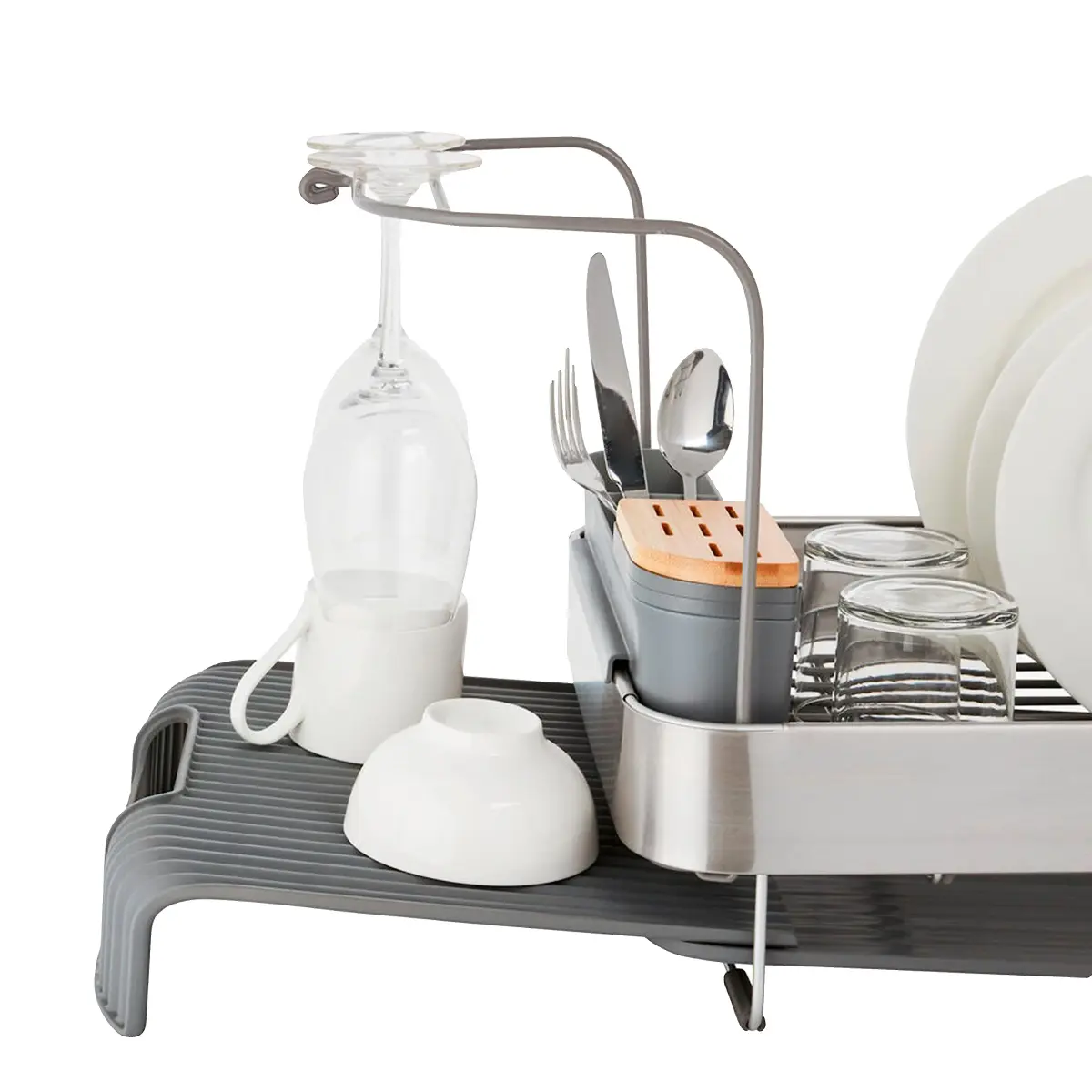 KitchenAid Charcoal Compact to Full Size Expandable Dish Rack with Removable Caddy - view 4