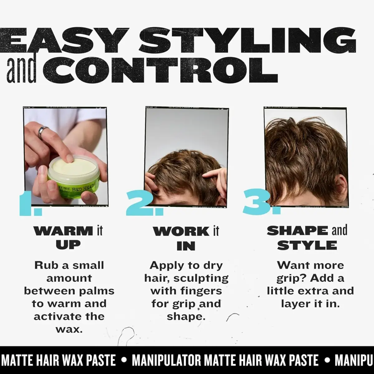 TIGI Bed Head Manipulator Matte Hair Wax Paste 57g (2.01 oz) | Strong Hold Matte Finish - view 4