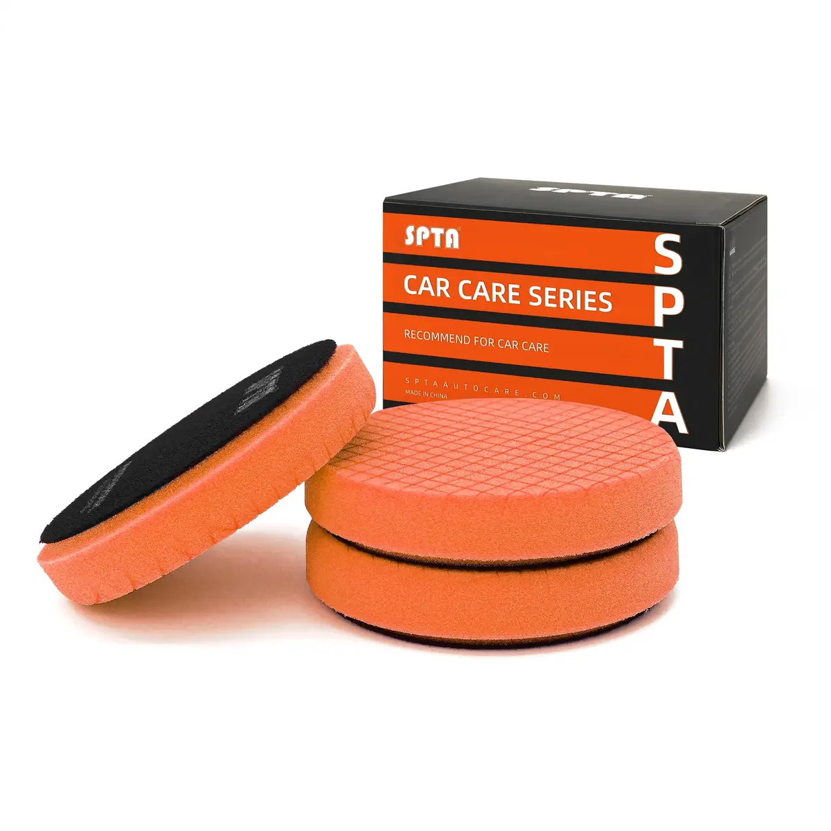 SPTA Orange Medium-Cut Foam Polishing Pads 6.5 Inch (165mm) Face for 6 Inch (150mm) Backing Plate | 3-Piece Set for Compounding, Polishing, Waxing - main product image