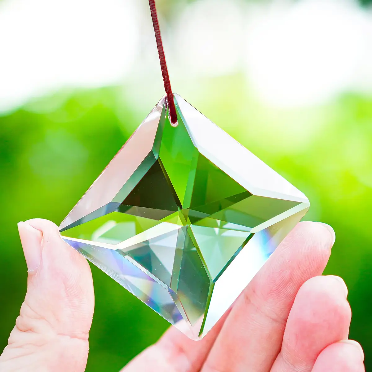 YU FENG Clear Square Crystal Prism Suncatcher 50mm (2 inch) | Rainbow Maker for Windows & Gardens - view 6