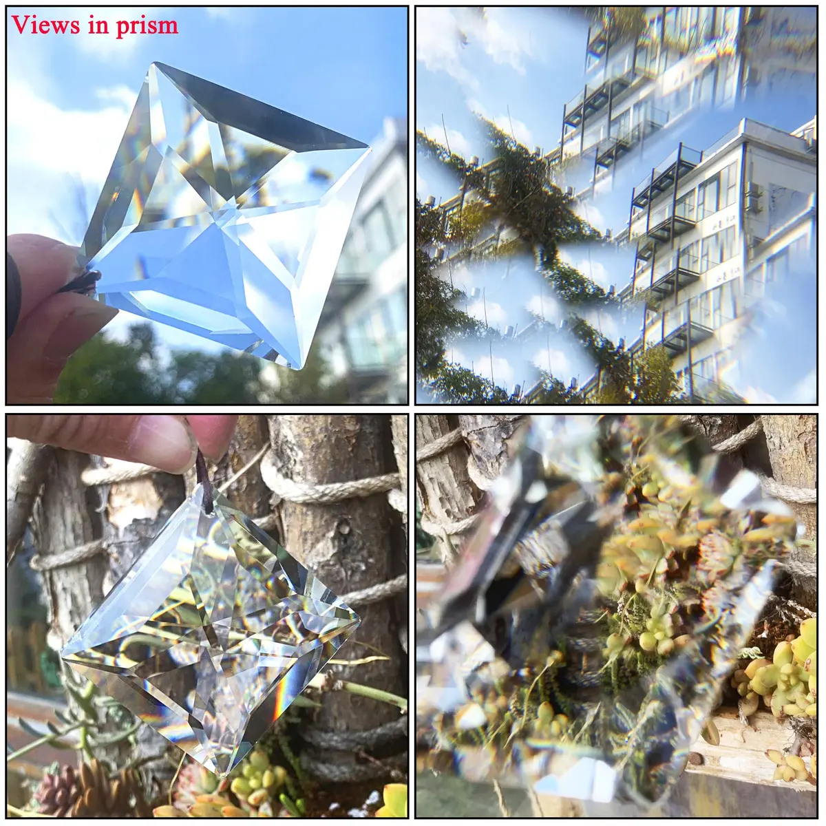 YU FENG Clear Square Crystal Prism Suncatcher 50mm (2 inch) | Rainbow Maker for Windows & Gardens - view 7