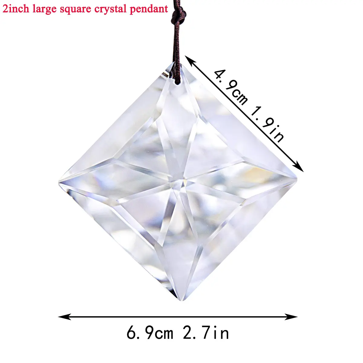 YU FENG Clear Square Crystal Prism Suncatcher 50mm (2 inch) | Rainbow Maker for Windows & Gardens - view 2