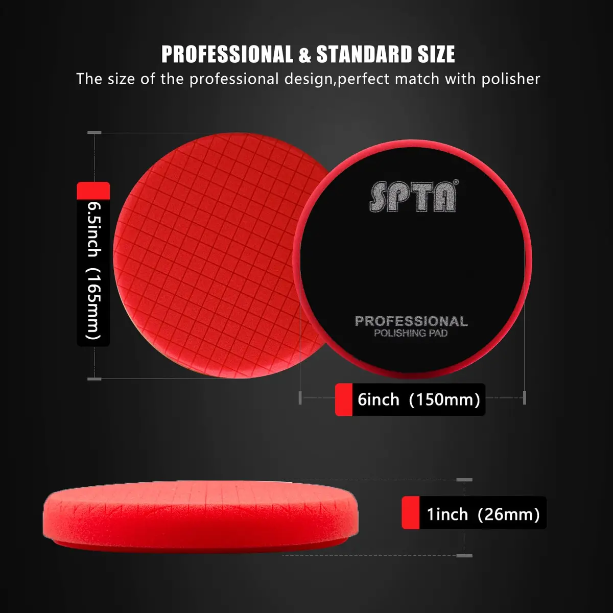SPTA Red T10 Ultra-Fine Finishing Polishing Pad 6.5 Inch (165mm) | Swirl-Free Gloss Finish - view 2