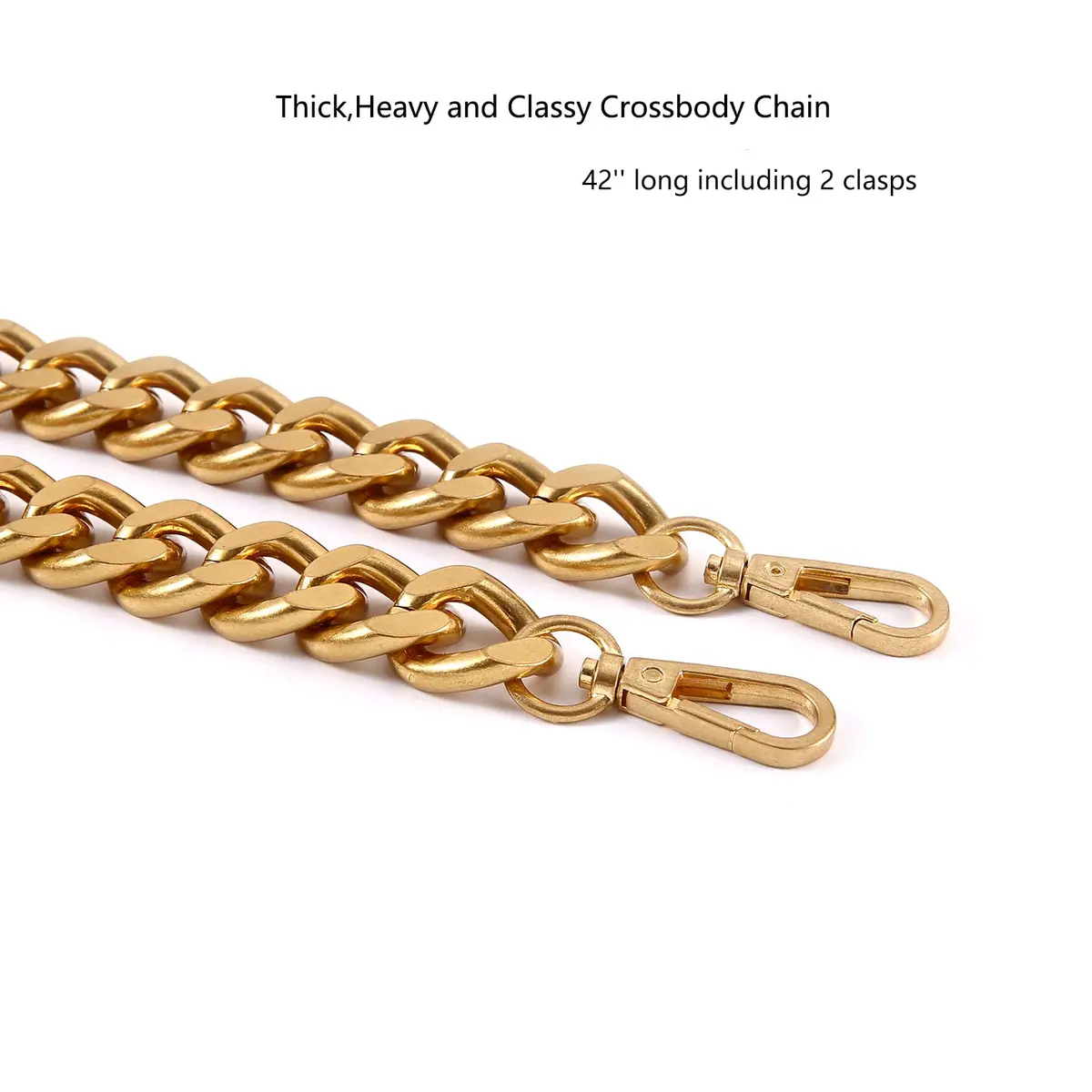 Yichain Big Metal Cross-Body Chain Strap Replacement for Mini Wallets & Bags, 42'' (Small, Antique Gold) | Polished Aluminum, Rust-Proof, Lobster Clasp - view 3