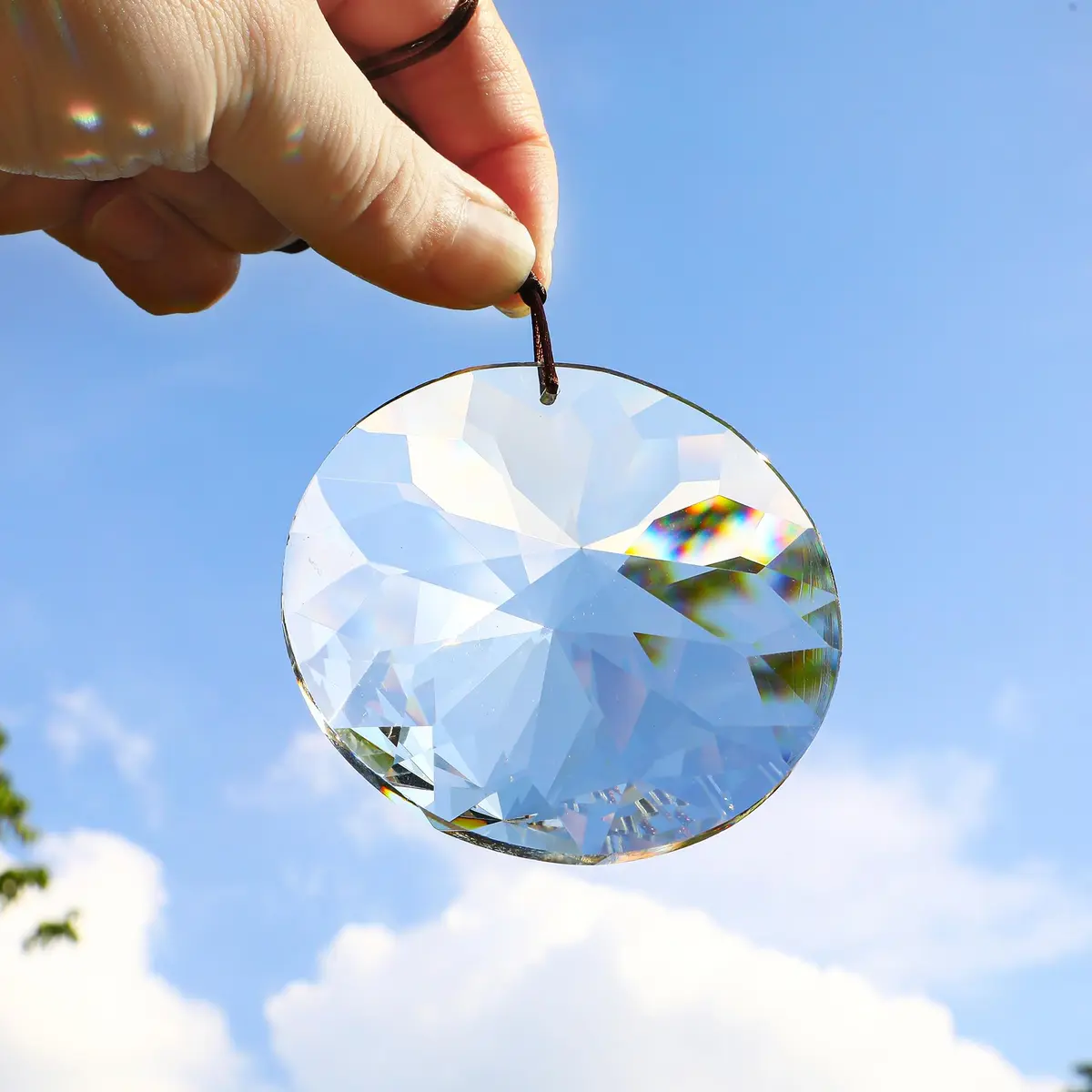 YU FENG Bauhinia Hanging Faceted Crystal Suncatcher 8.5cm (3in) | Rainbow Prism Window Decor - view 5