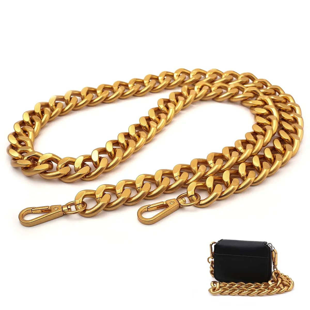 Yichain Large 42 inch (106.68 cm) Metal Cross-Body Chain Strap | Antique Gold, Heavy Duty Aluminum - main product image
