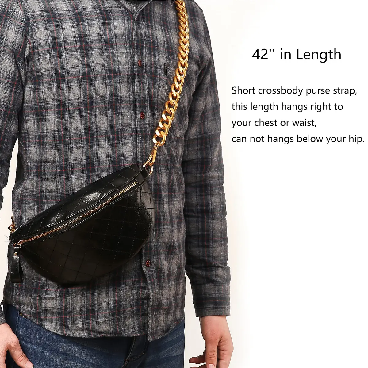 Yichain Large 42 inch (106.68 cm) Metal Cross-Body Chain Strap | Antique Gold, Heavy Duty Aluminum - view 7