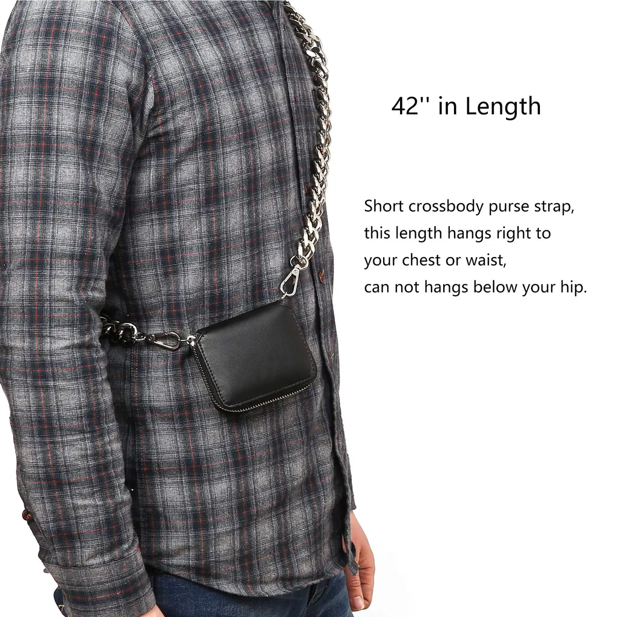 Yichain Large 42 inch (106.7 cm) Metal Cross-Body Chain Strap | Polished Aluminum for Mini Wallets & Waist Packs - view 7