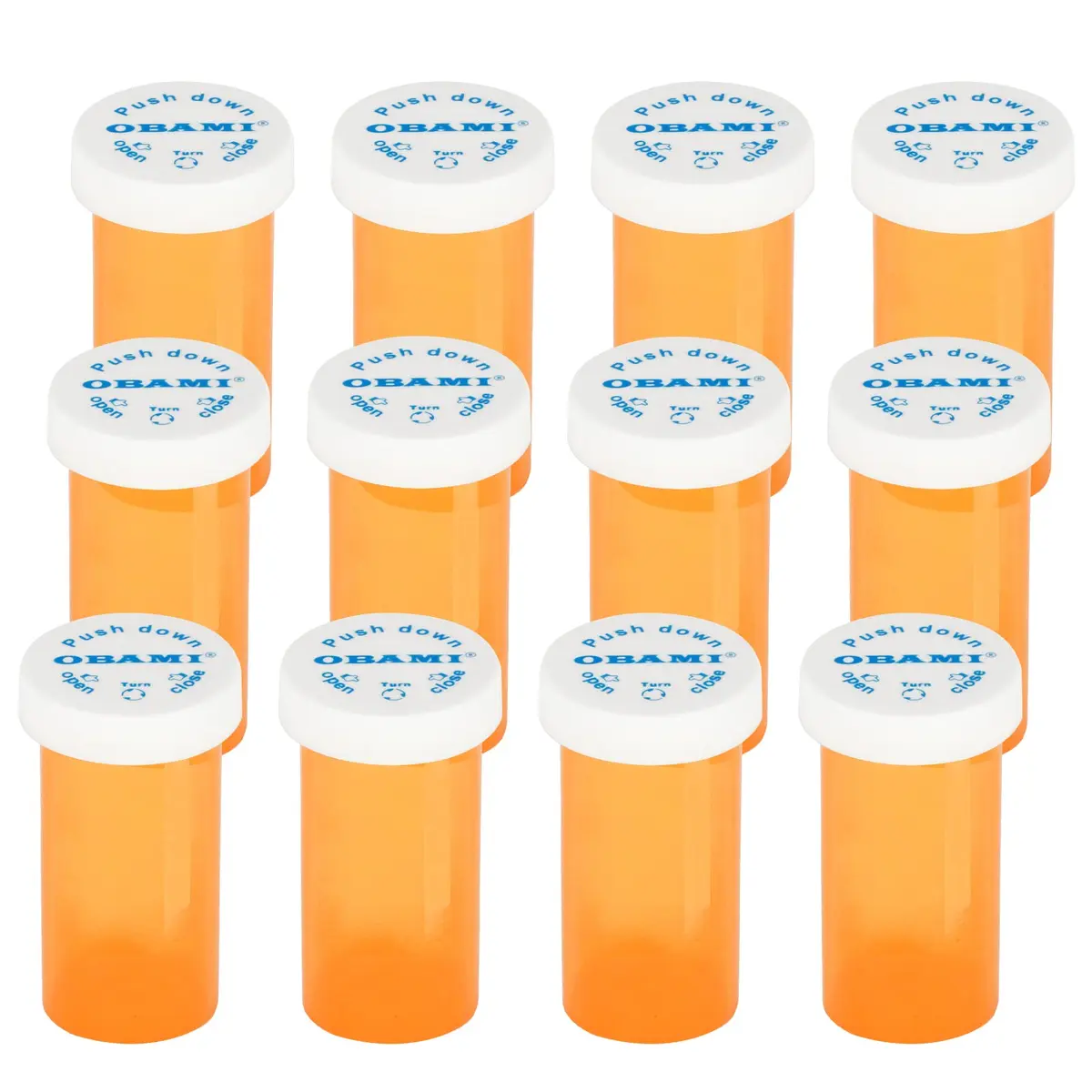 Obami 8 Dram (32ml) Child-Resistant Pill Bottles with Caps - 12 Count | FDA Approved Prescription Vials - main product image
