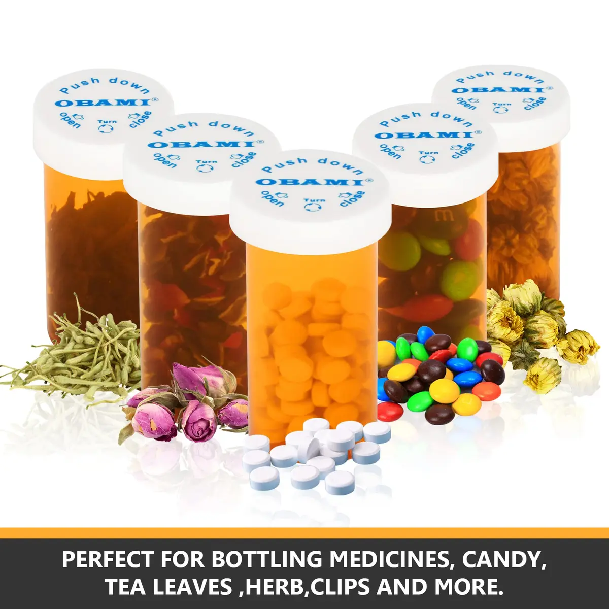 Obami 8 Dram (32ml) Child-Resistant Pill Bottles with Caps - 12 Count | FDA Approved Prescription Vials - view 2