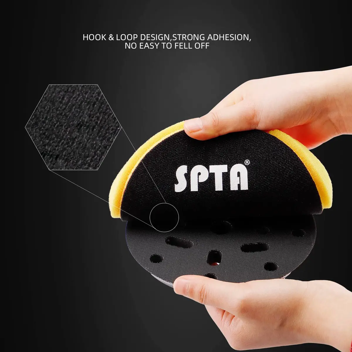 SPTA Yellow T80 Medium Cut Foam Polishing Pad 6.5 Inch (165mm) Face for 6 Inch (150mm) Backing Plate | 3Pcs High-Cut Abrasive for Compounding, Polishing, Waxing - view 5