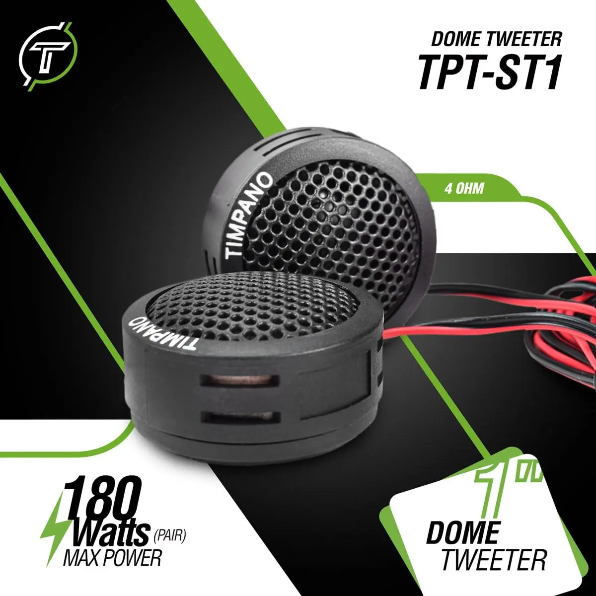Timpano TPT-ST1 Dome Tweeter 1.5 Inch | 180W 4 Ohm Car Audio Tweeters, Bright & Clear Sound - view 2