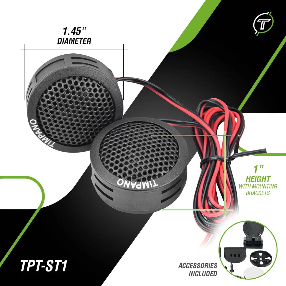 Timpano TPT-ST1 Dome Tweeter 1.5 Inch | 180W 4 Ohm Car Audio Tweeters, Bright & Clear Sound - view 4