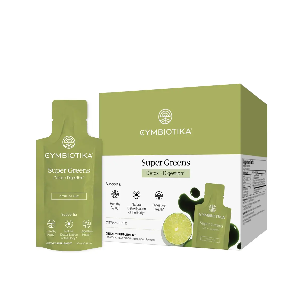 CYMBIOTIKA Super Greens with Chlorophyll & Spirulina for Energy | Vegan, Gluten-Free, Citrus Lime Flavor - main product image