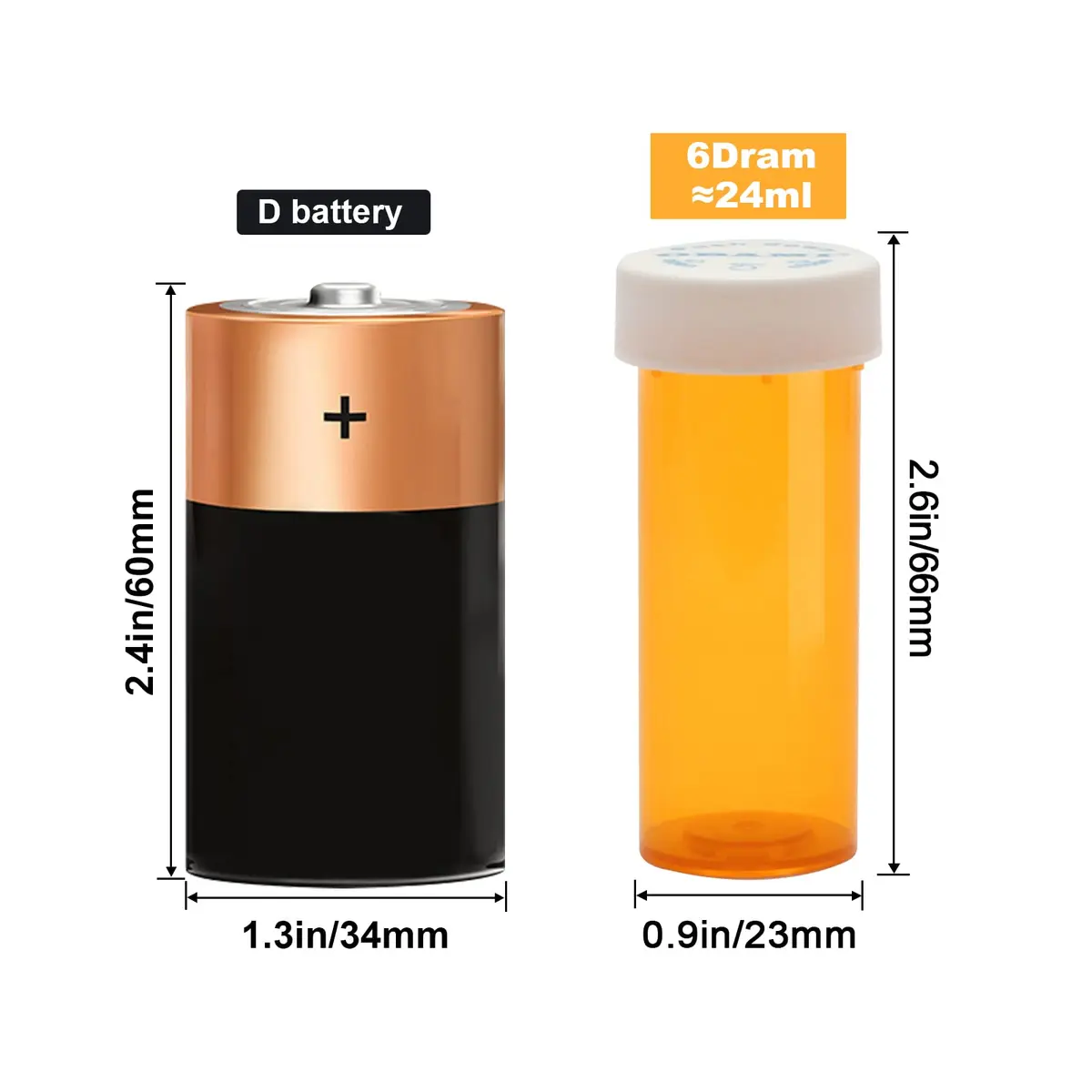 Obami 6 Dram (24ml) Orange Child-Resistant Pill Bottles with Caps - 12 Count | Prescription Medicine Vial Organizers - view 3