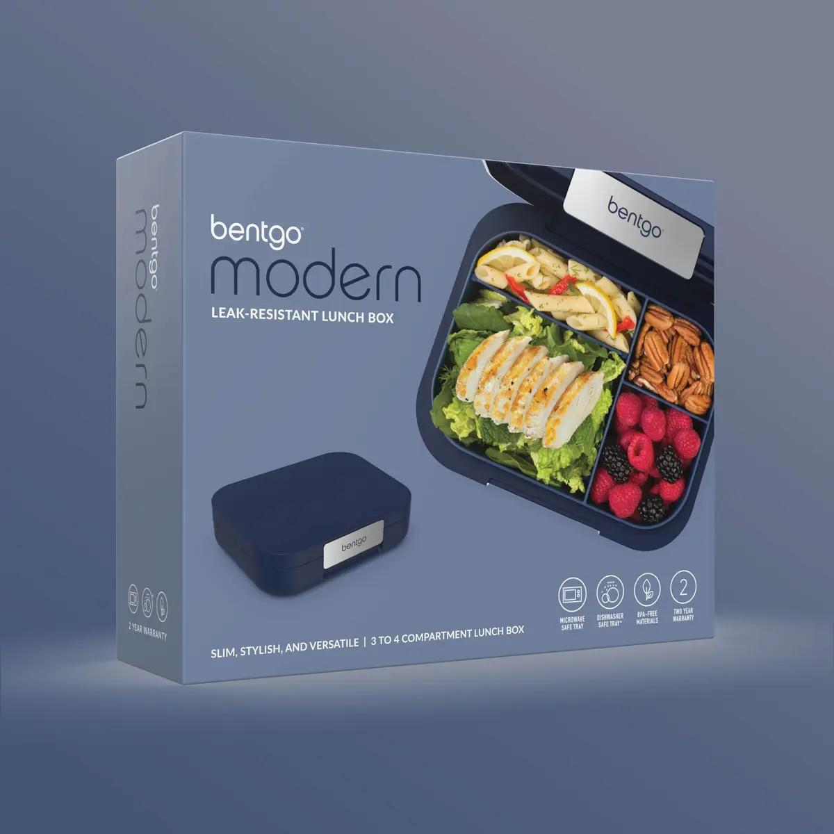 Bentgo Modern Adult Bento Lunch Box with 3-4 Compartments, 1.59 L (5.5 Cups) | Leak-Resistant, Microwave-Safe, Navy - view 8