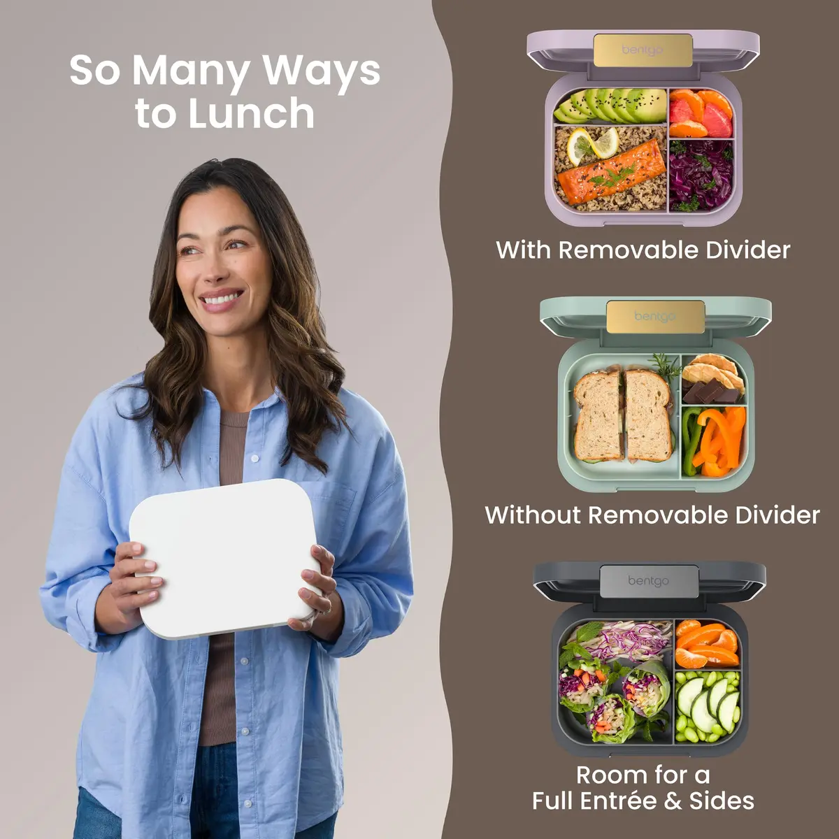 Bentgo Modern Adult Bento Lunch Box with 3-4 Compartments, 1.3L (5.5 Cups) | Leak-Resistant, Microwave-Safe, Dishwasher-Safe Tray - view 4