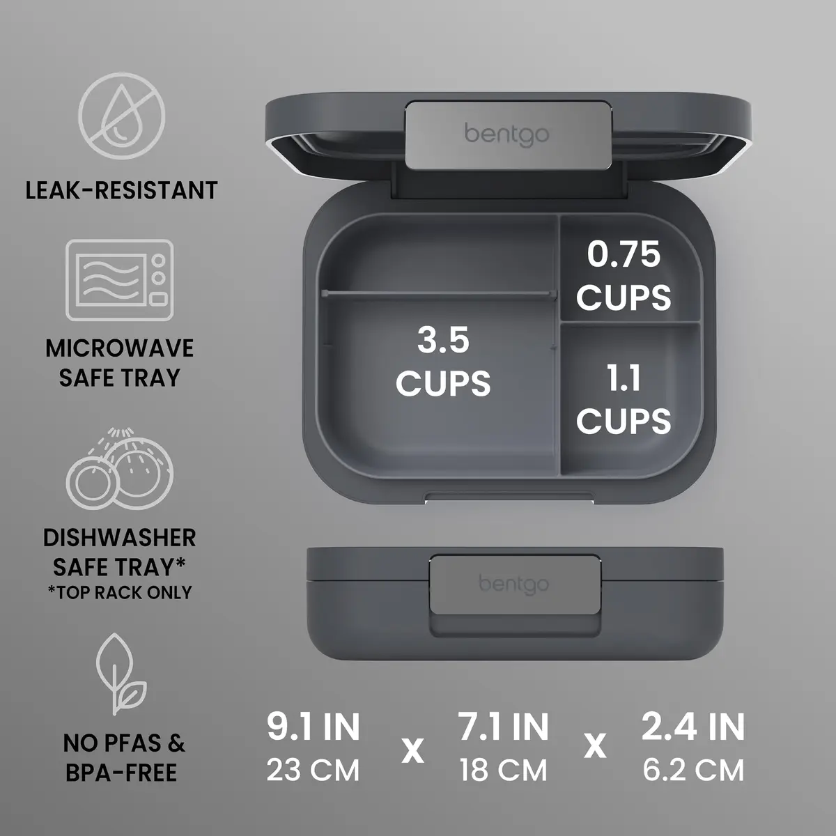 Bentgo Modern Adult Bento Lunch Box with 3-4 Compartments, 1.6 lb (0.73 kg) | Leak-Resistant, Microwave-Safe Tray - view 3