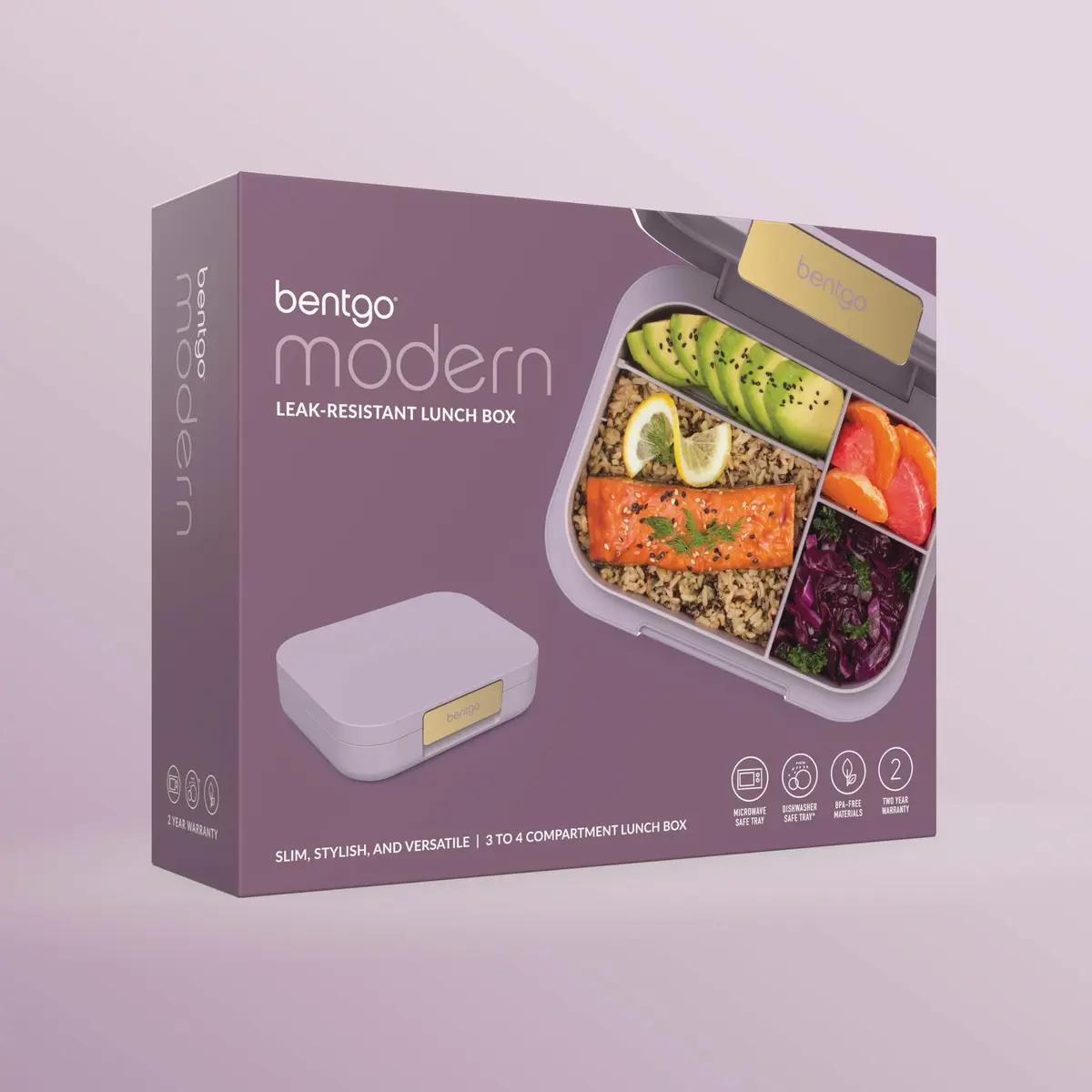 Bentgo Modern Adult Bento Lunch Box with 3-4 Compartments, 1.6 kg (3.5 lb) | Leak-Resistant, Microwave-Safe, Orchid - view 9