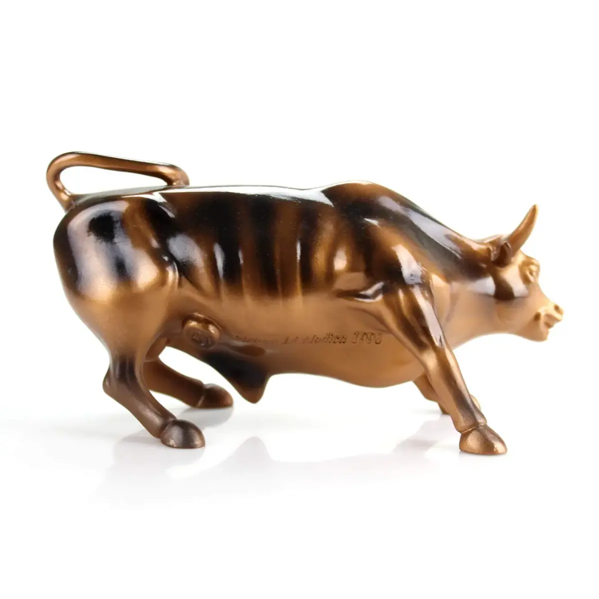 Torkia Official Licensed Wall Street Bull Statue 15.24 cm (6 inches) | Bronze Finish Sculpture for Desk & Shelf - view 5