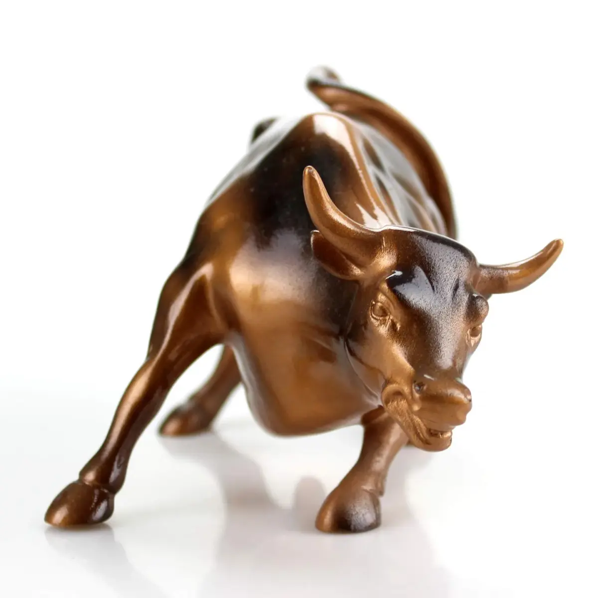 Torkia Official Licensed Wall Street Bull Statue 15.24 cm (6 inches) | Bronze Finish Sculpture for Desk & Shelf - view 2