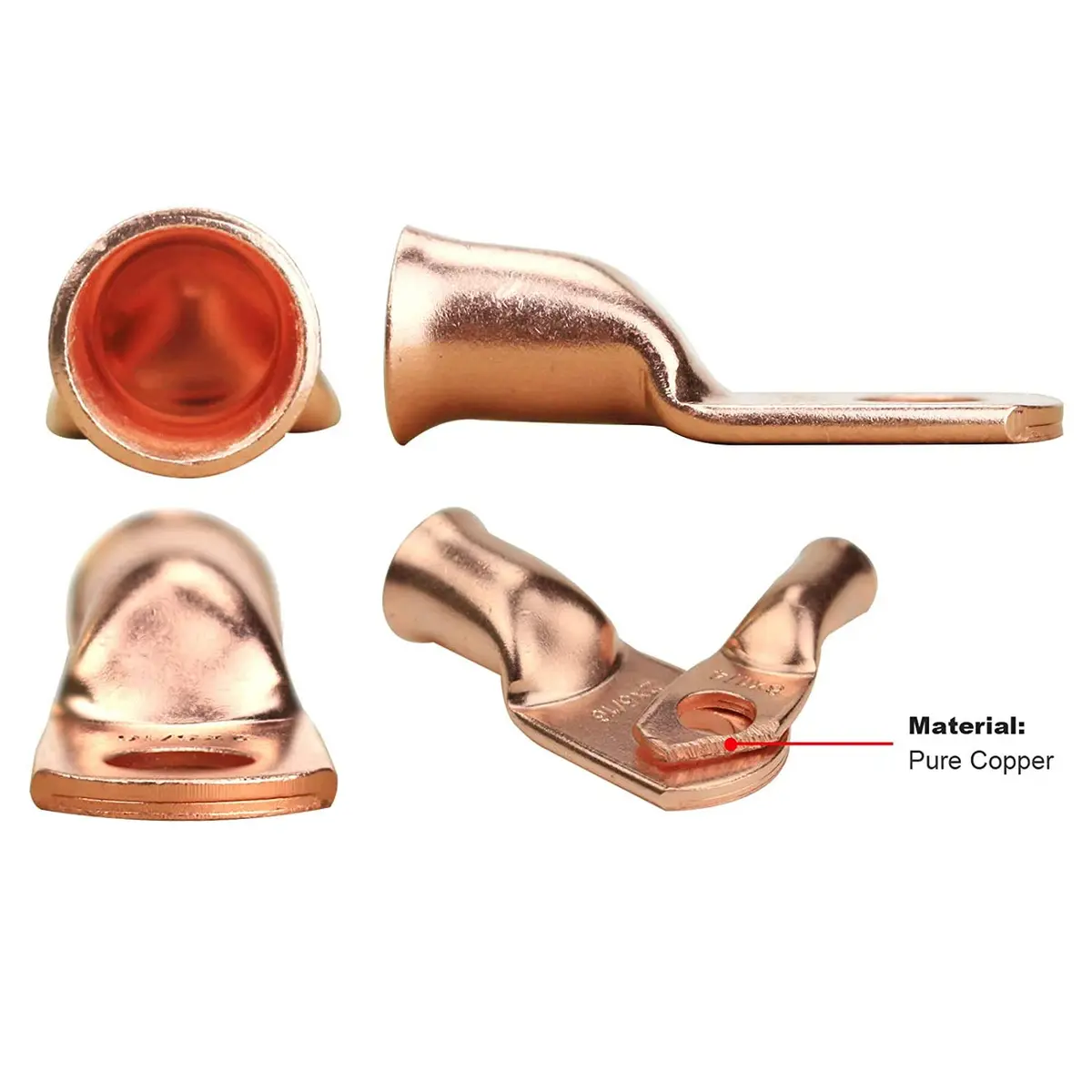 TKDMR 4 PCS 2/0 AWG - 5/16 Copper Battery Cable Lugs Ring Terminals | Corrosion-Resistant Copper, UL & CSA Certified (90c) - view 4