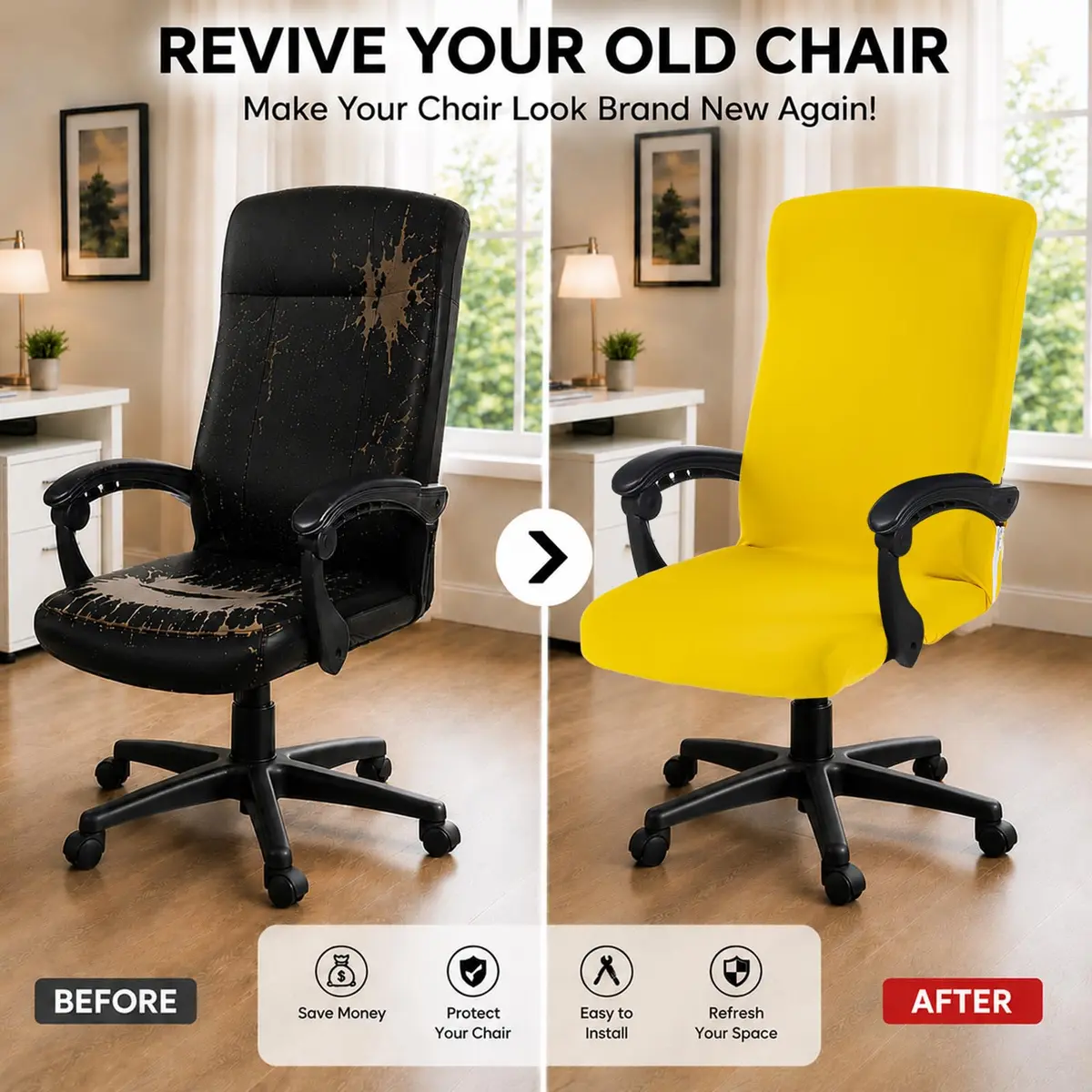 DIVA EN CAMINO DEC Office Chair Cover Large Stretchable Zipper | Protect & Renew Your Office Chair - view 2