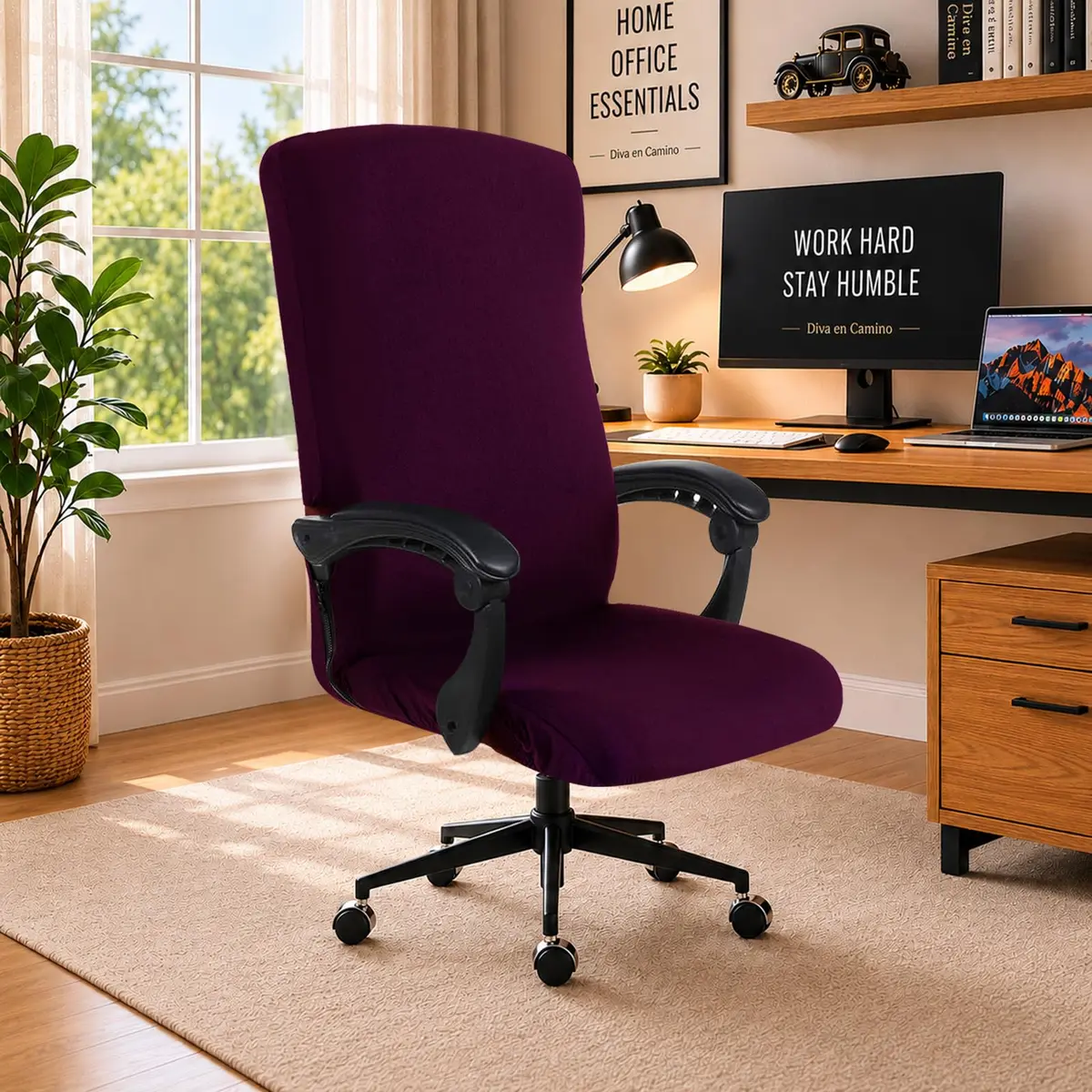 DIVA EN CAMINO DEC Office Chair Cover with Zipper | Washable, Anti-dust, Removable, Plum - main product image