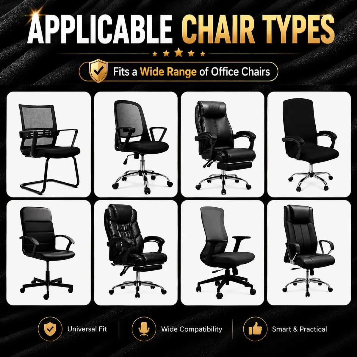 DIVA EN CAMINO DEC Water Resistant Office Chair Cover 85% Polyester & 15% Spandex | Universal Washable Slipcover (Large) - view 7