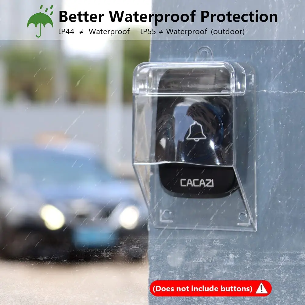 ZUYOOK Waterproof Doorbell Cover, Transparent Rainproof Wireless Splashproof Box | Protects Doorbell from Weather - view 3
