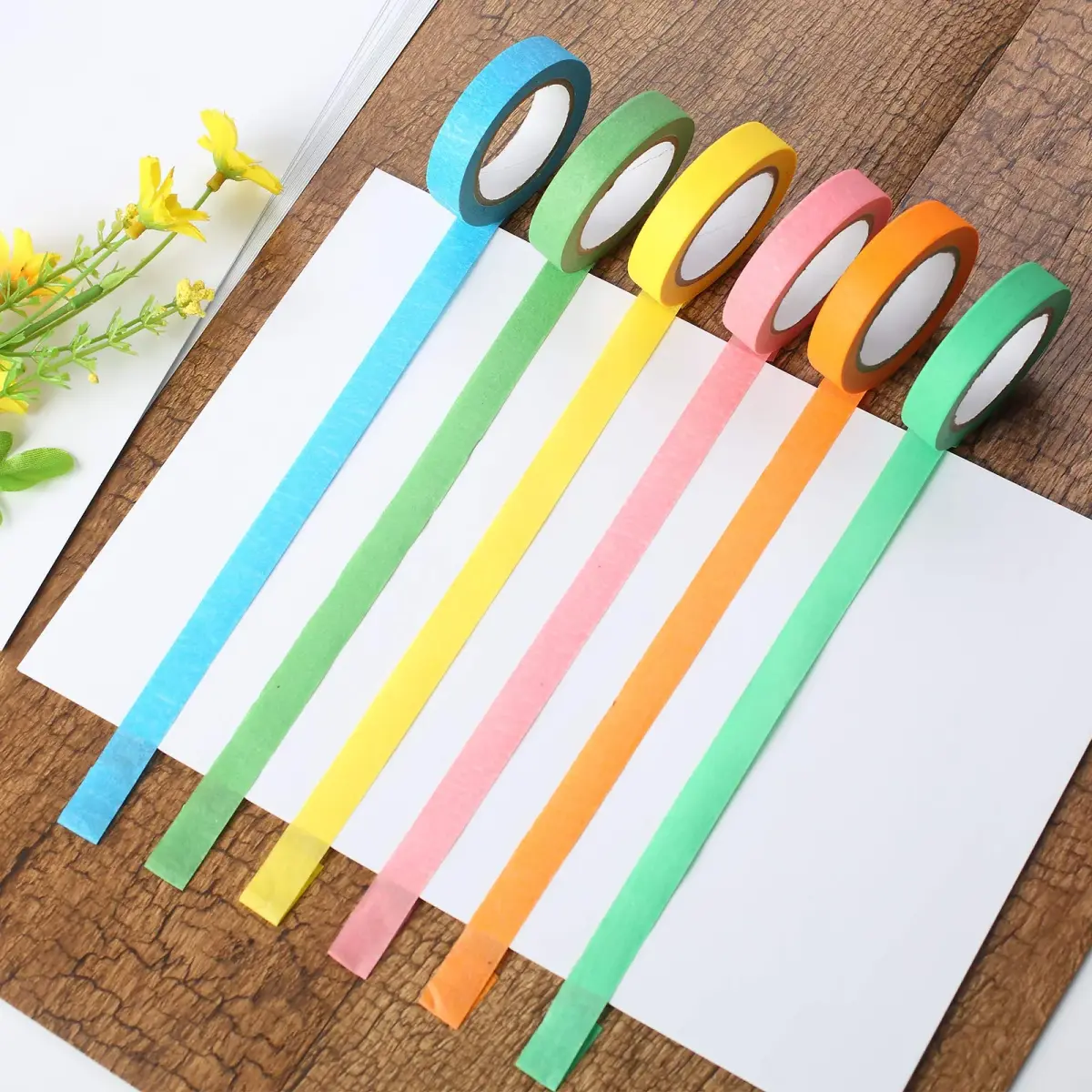 Baijixin Colored Masking Tape 12mm x 10m (12 Rolls, 396 ft Total) | Biodegradable Crepe Paper Tape for DIY & Organization - view 3