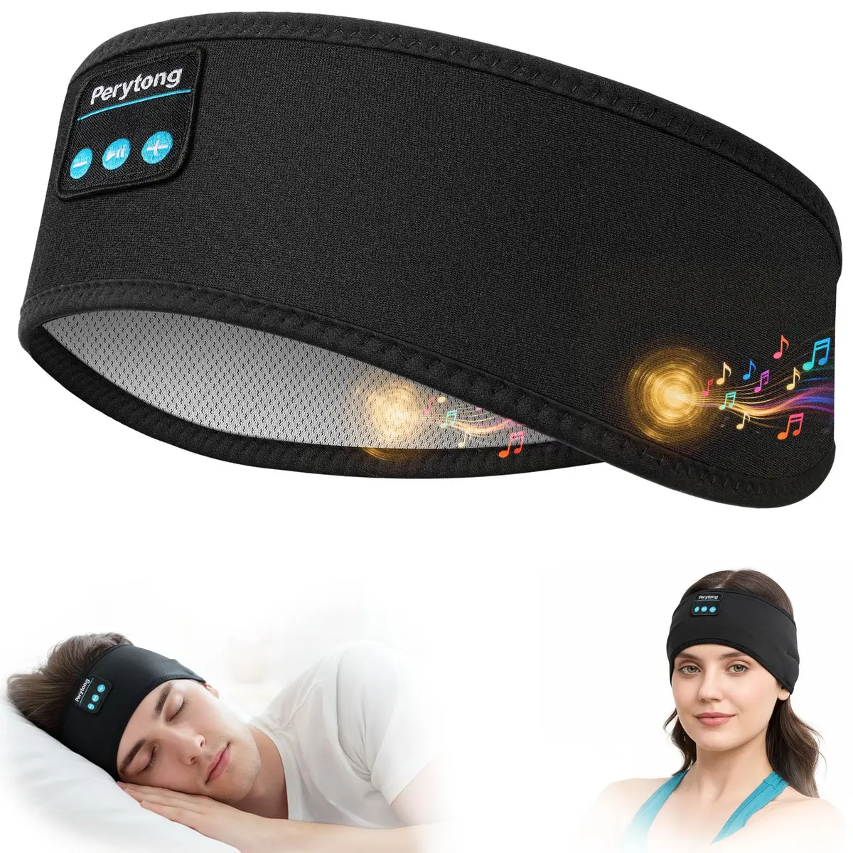 Perytong Sleep Headphones Wireless Bluetooth Headband 9.8-10.6in | Ultra-Thin HD Stereo Speakers for Sleep & Workout - main product image