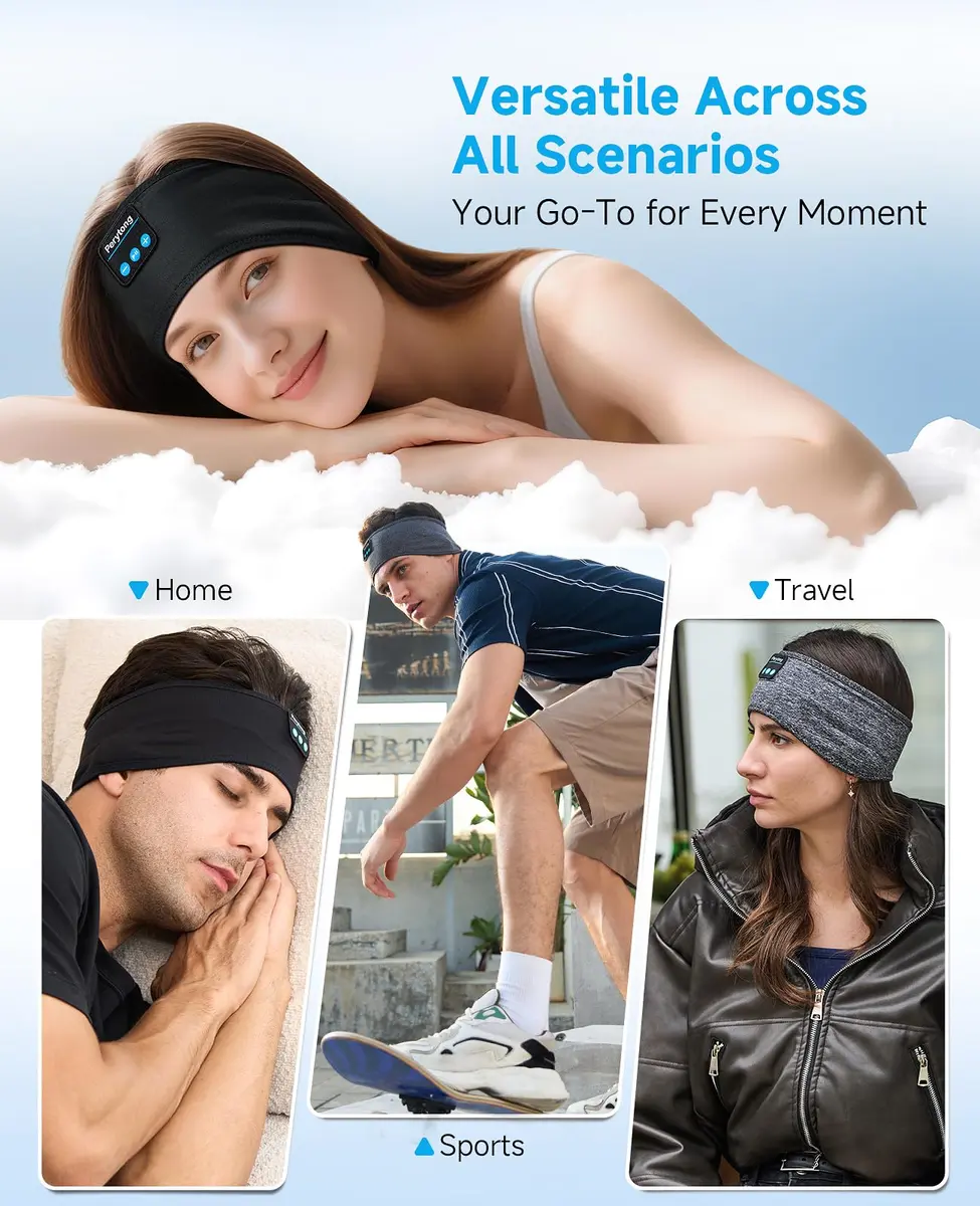 Perytong Sleep Headphones Wireless Bluetooth Headband 9.8-10.6in | Ultra-Thin HD Stereo Speakers for Sleep & Workout - view 5