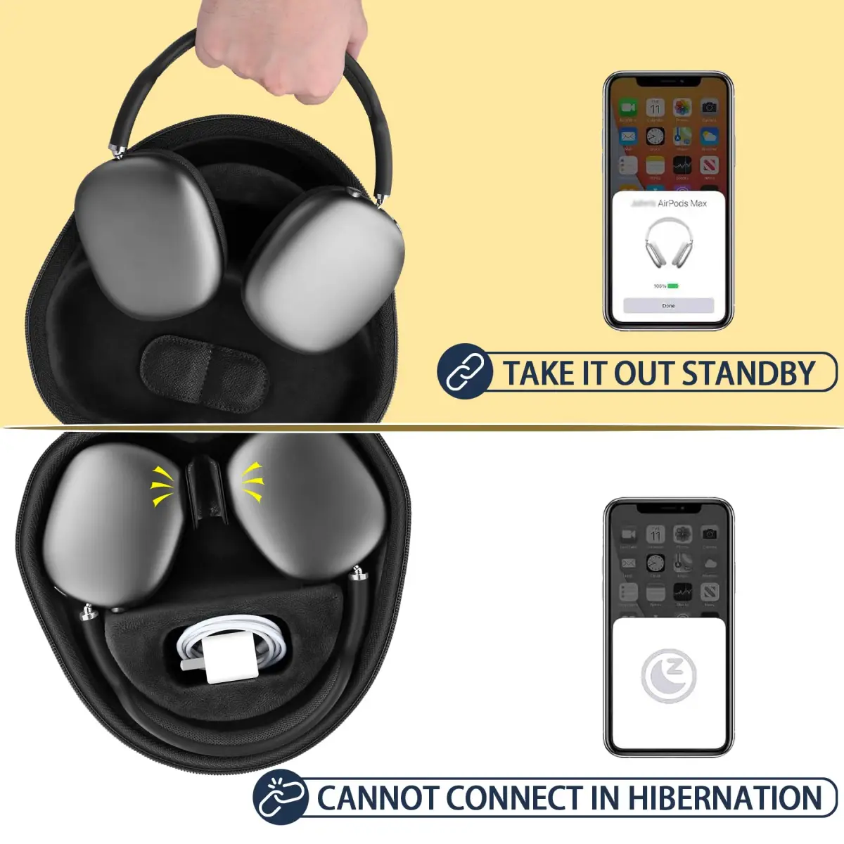 co2CREA Hard Case with Sleep Mode for Apple AirPods Max | 22.8cm (8.98in) Black - view 5