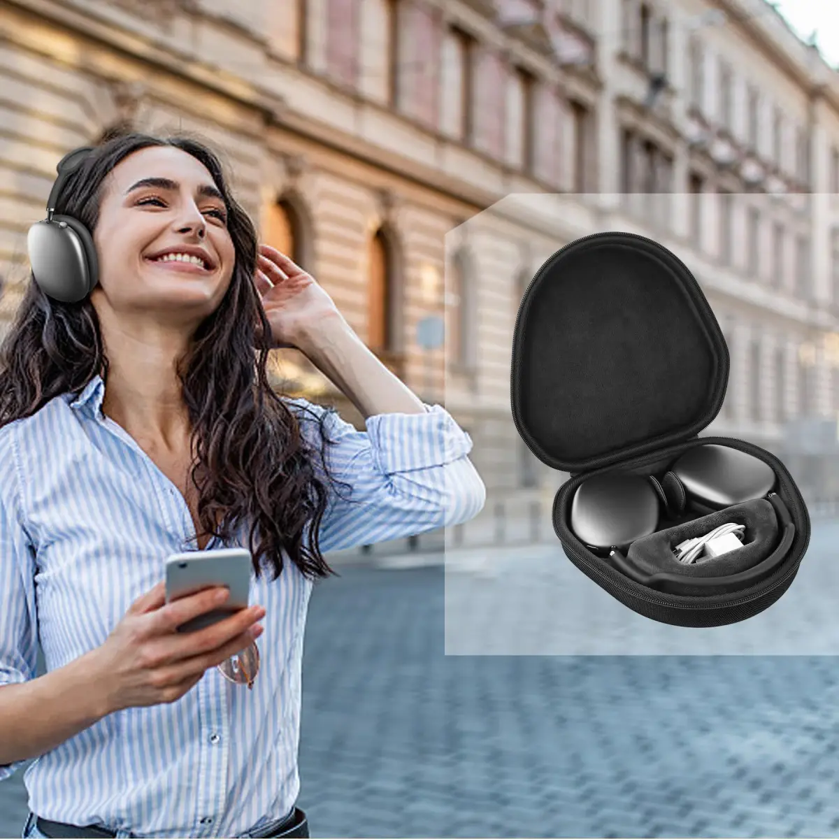 co2CREA Hard Case with Sleep Mode for Apple AirPods Max | 22.8cm (8.98in) Black - view 9