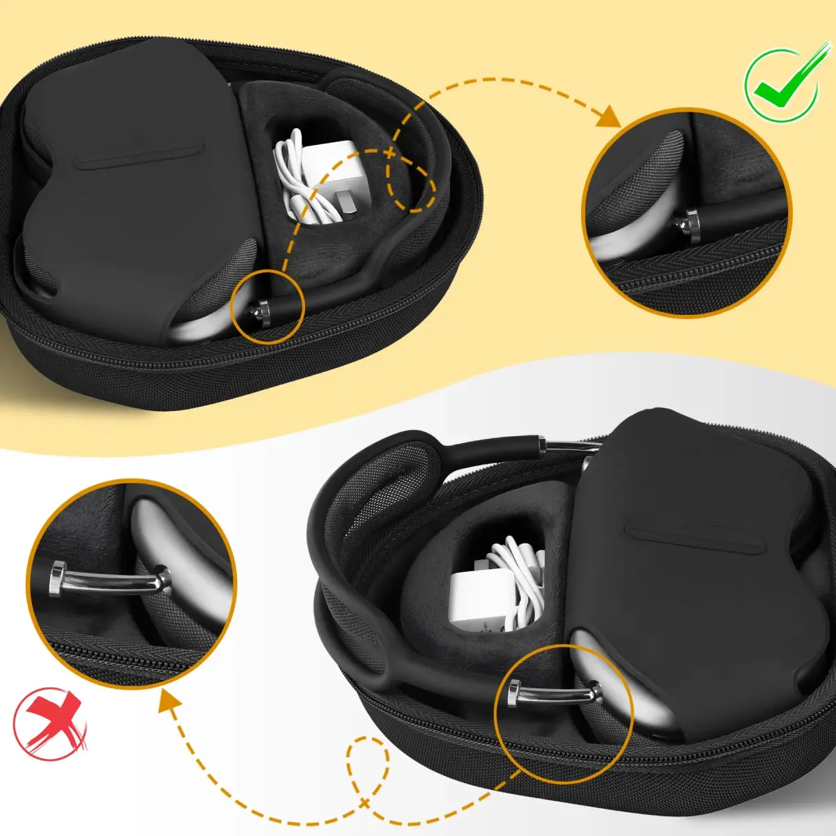 co2CREA Hard Case with Sleep Mode for Apple AirPods Max | 22.8cm (8.98in) Black - view 3
