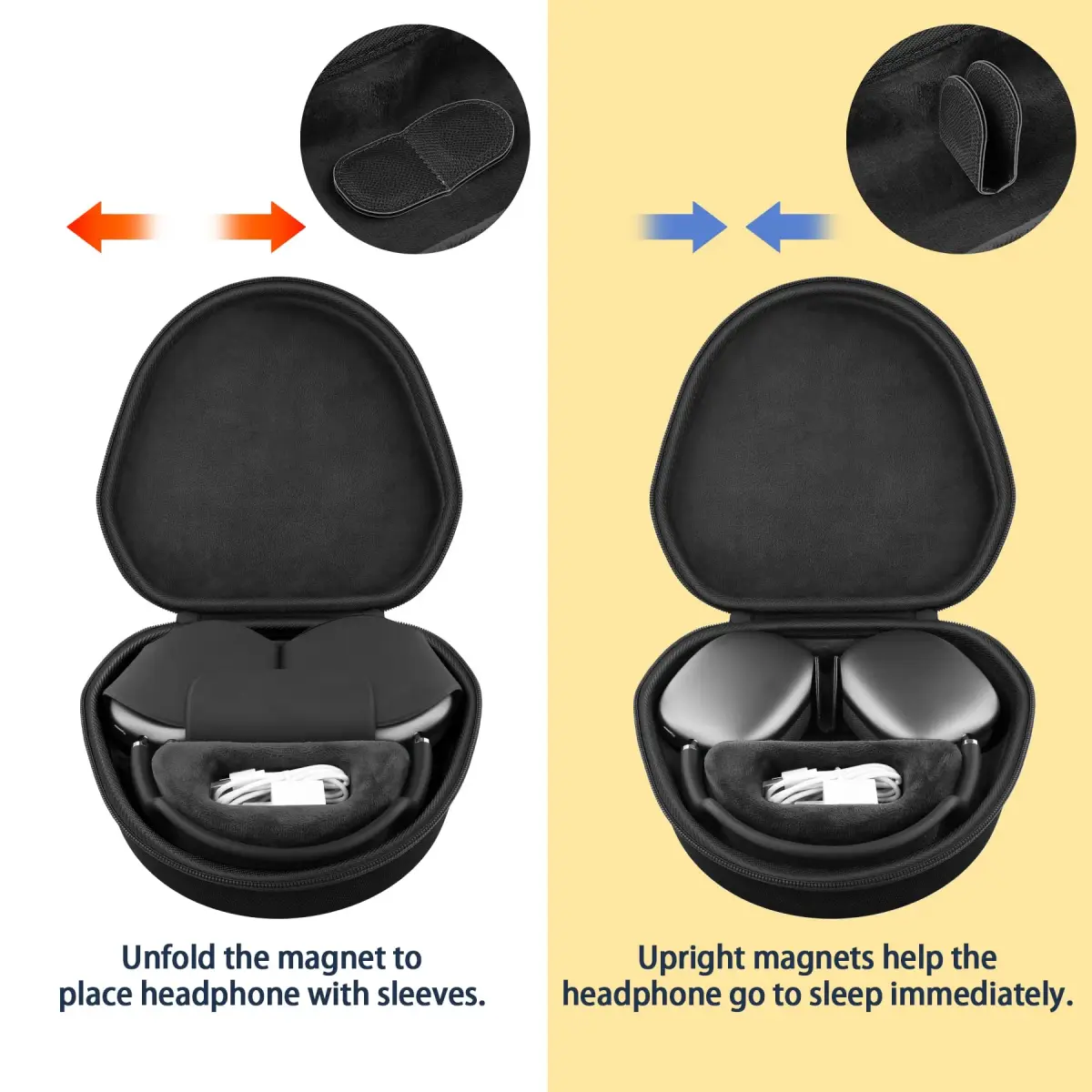 co2CREA Hard Case with Sleep Mode for Apple AirPods Max | 22.8cm (8.98in) Black - view 4