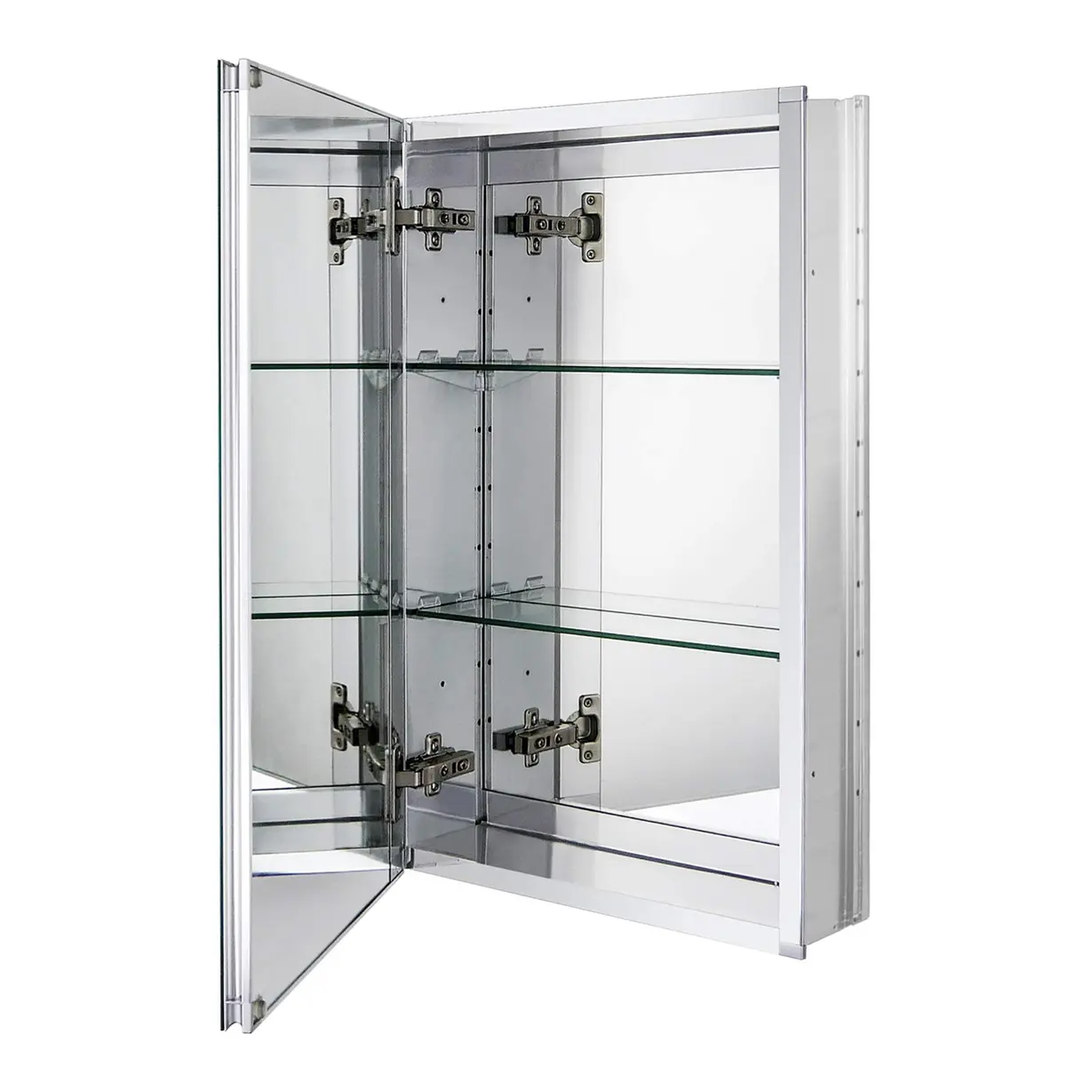 Fundin 15 x 24 Recessed Medicine Cabinet with 2 Adjustable Tempered Glass Shelves | Aluminum Bathroom Storage - main product image