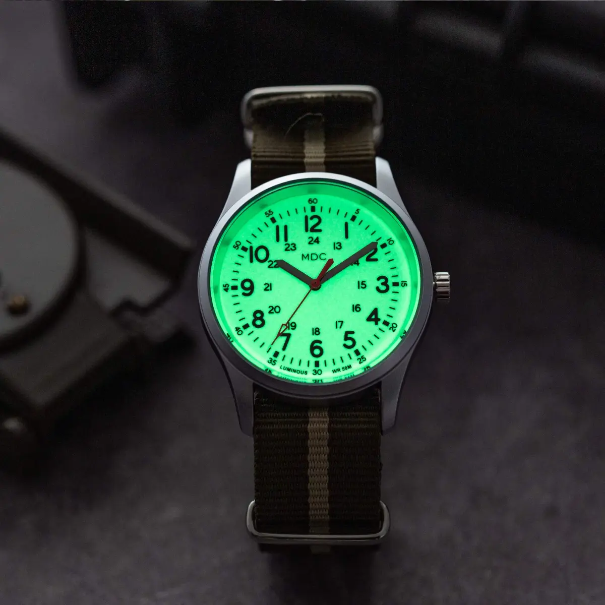 Infantry Men's Military Field Watch 38mm (1.5 inch) | Glow Dial, Nylon Strap, 5ATM Waterproof - view 3