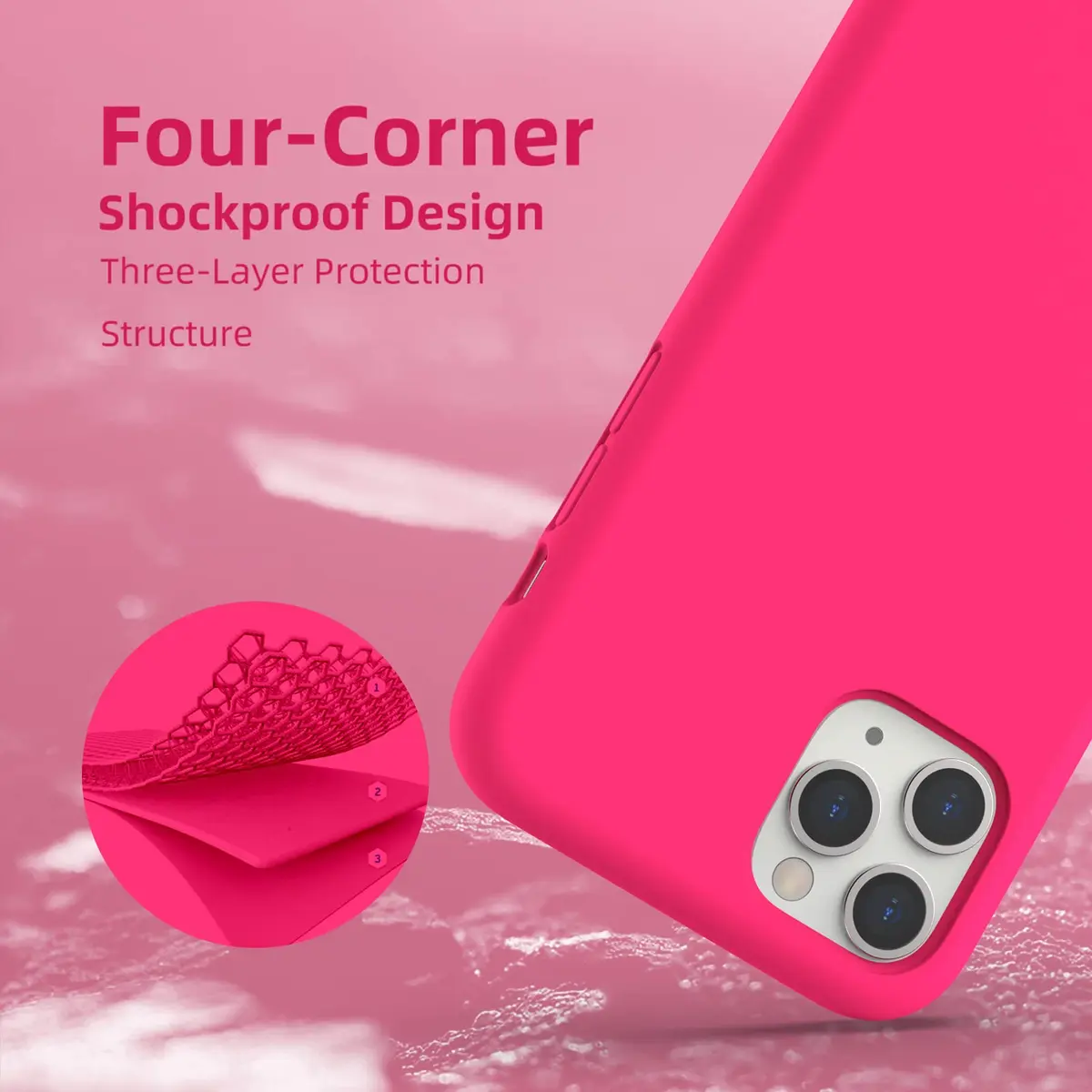 K TOMOTO Liquid Silicone Case for iPhone 11 Pro Max 6.5 Inch | Hot Pink, Slim Fit, MagSafe Compatible - view 5